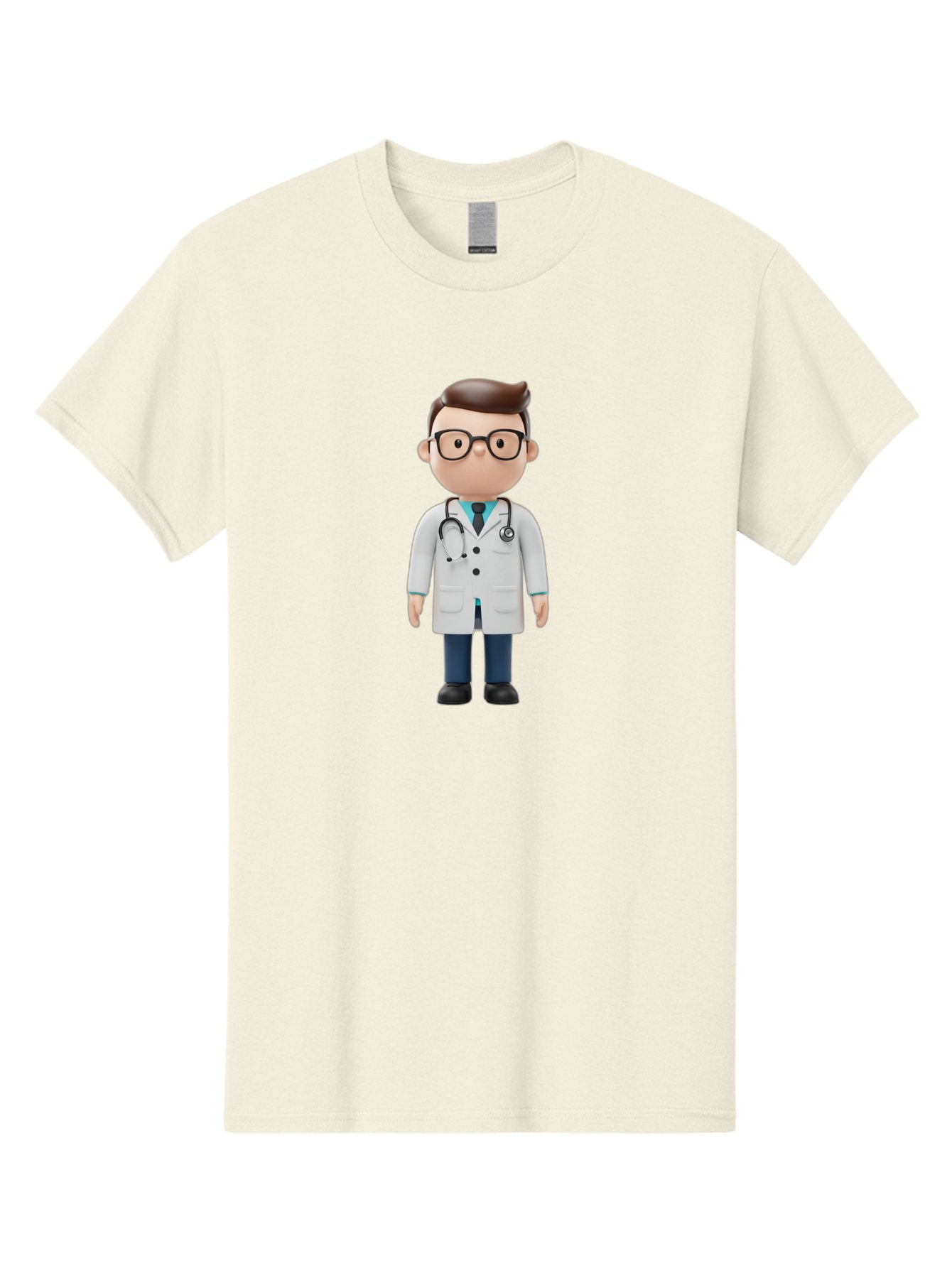 Doctor-Character Men'S Graphic Tee, 100% Cotton, Comfortable Casual Summer Wear, Machine Washable, Cartoon Doctor, Male Physician, Medical Professional, Doctor Character, Stethoscope Around Neck, White Lab Coat, Medical Attire, Baa472 5