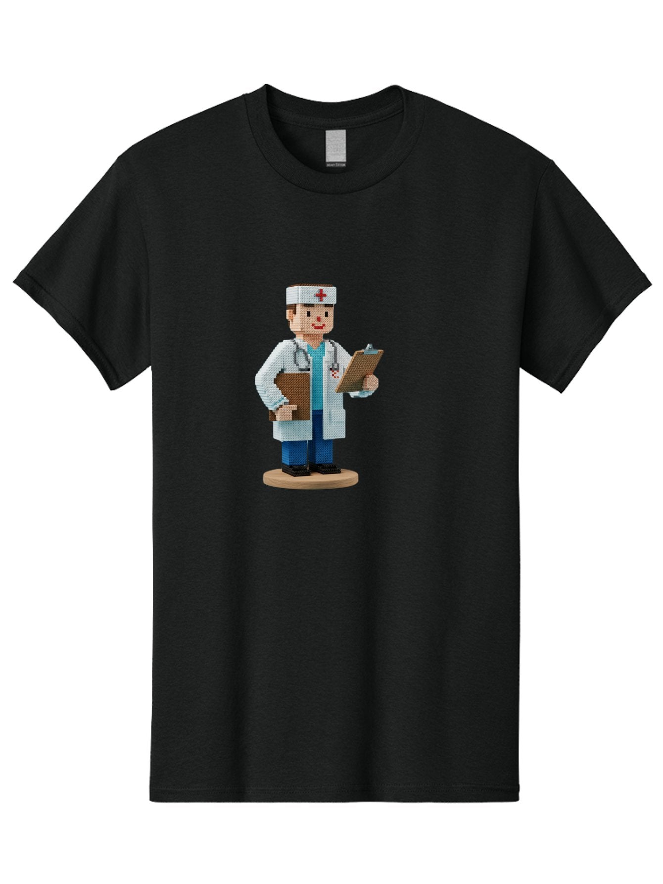 Doctor-Pixel-Art Men'S Graphic Tee, 100% Cotton, Comfortable Casual Summer Wear, Machine Washable, Pixel Art Doctor, Medical Professional, Healthcare Worker, White Coat, Stethoscope, Clipboard, Medical Records, Healthcare Services, Baa475 12