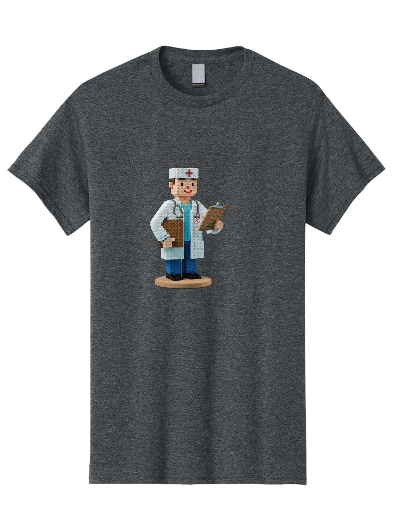 Doctor-Pixel-Art Men'S Graphic Tee, 100% Cotton, Comfortable Casual Summer Wear, Machine Washable, Pixel Art Doctor, Medical Professional, Healthcare Worker, White Coat, Stethoscope, Clipboard, Medical Records, Healthcare Services, Baa475 4