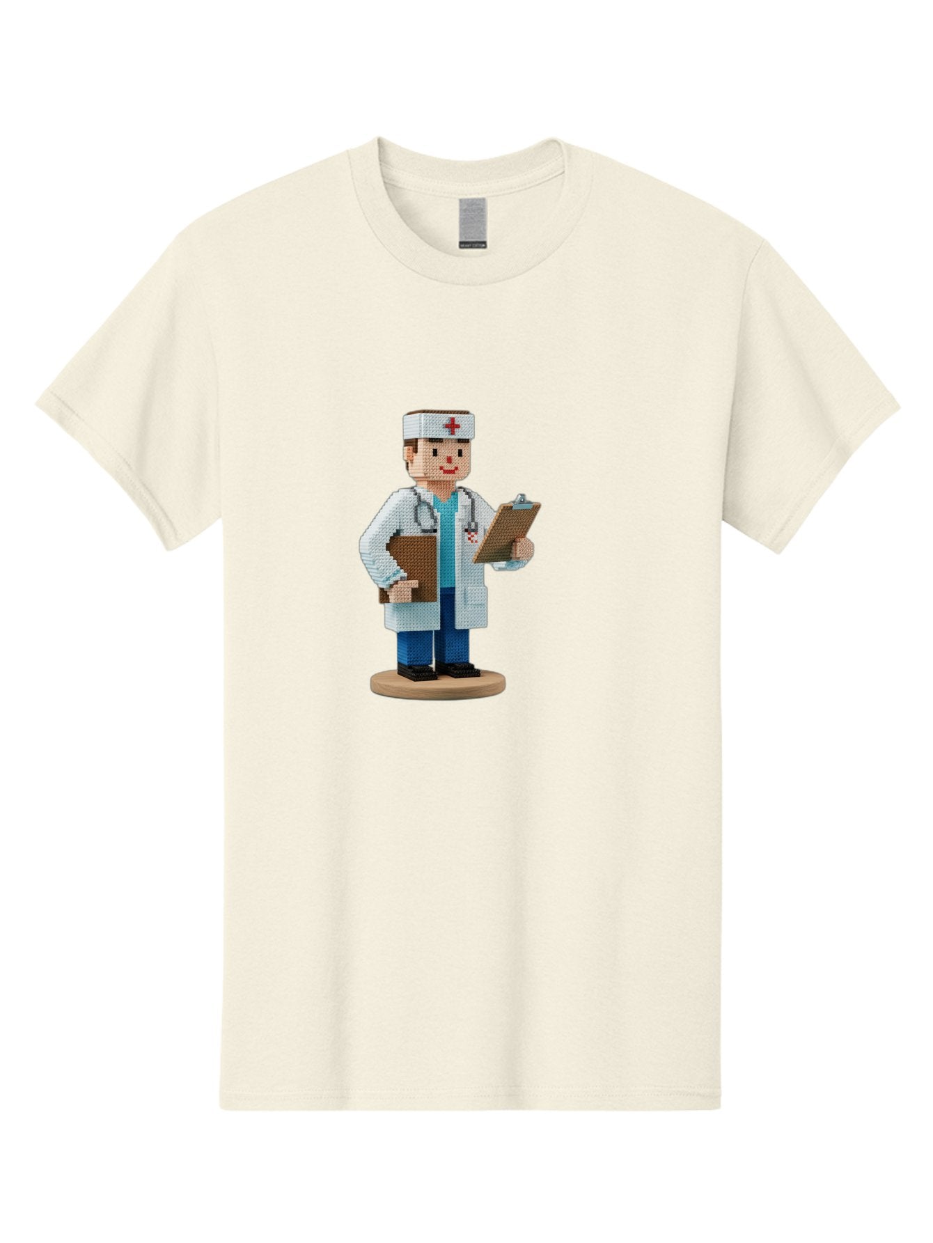 Doctor-Pixel-Art Men'S Graphic Tee, 100% Cotton, Comfortable Casual Summer Wear, Machine Washable, Pixel Art Doctor, Medical Professional, Healthcare Worker, White Coat, Stethoscope, Clipboard, Medical Records, Healthcare Services, Baa475 14