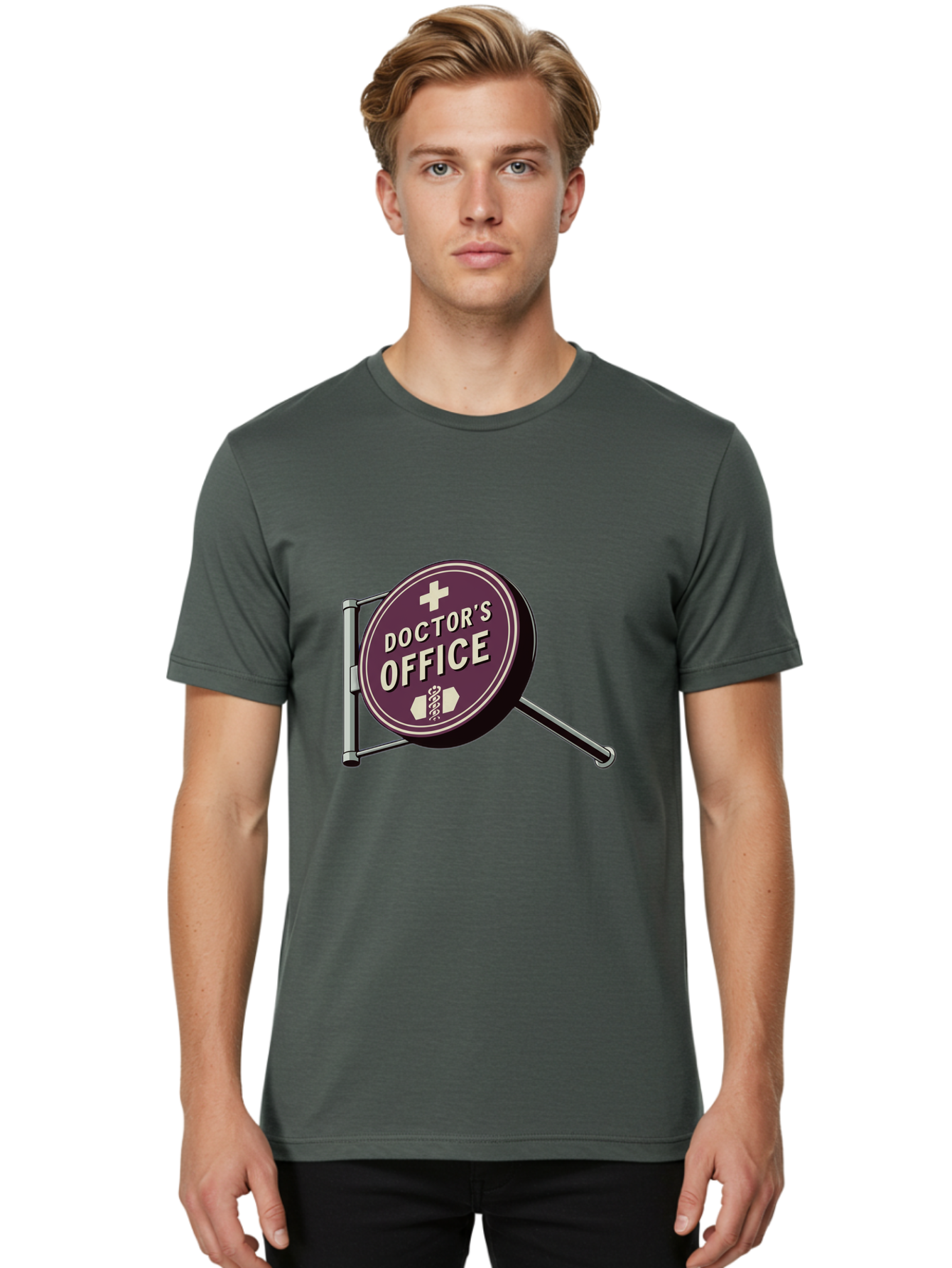 Doctor-S-Office-1 Men'S Graphic Tee, 100% Cotton, Comfortable Casual Summer Wear, Machine Washable, Doctor'S Office Sign, Medical Symbol, Healthcare Logo, Red Circle, White Cross, Snake Wrapped Around Staff, Medical Icons, Vintage Style Baa476 28
