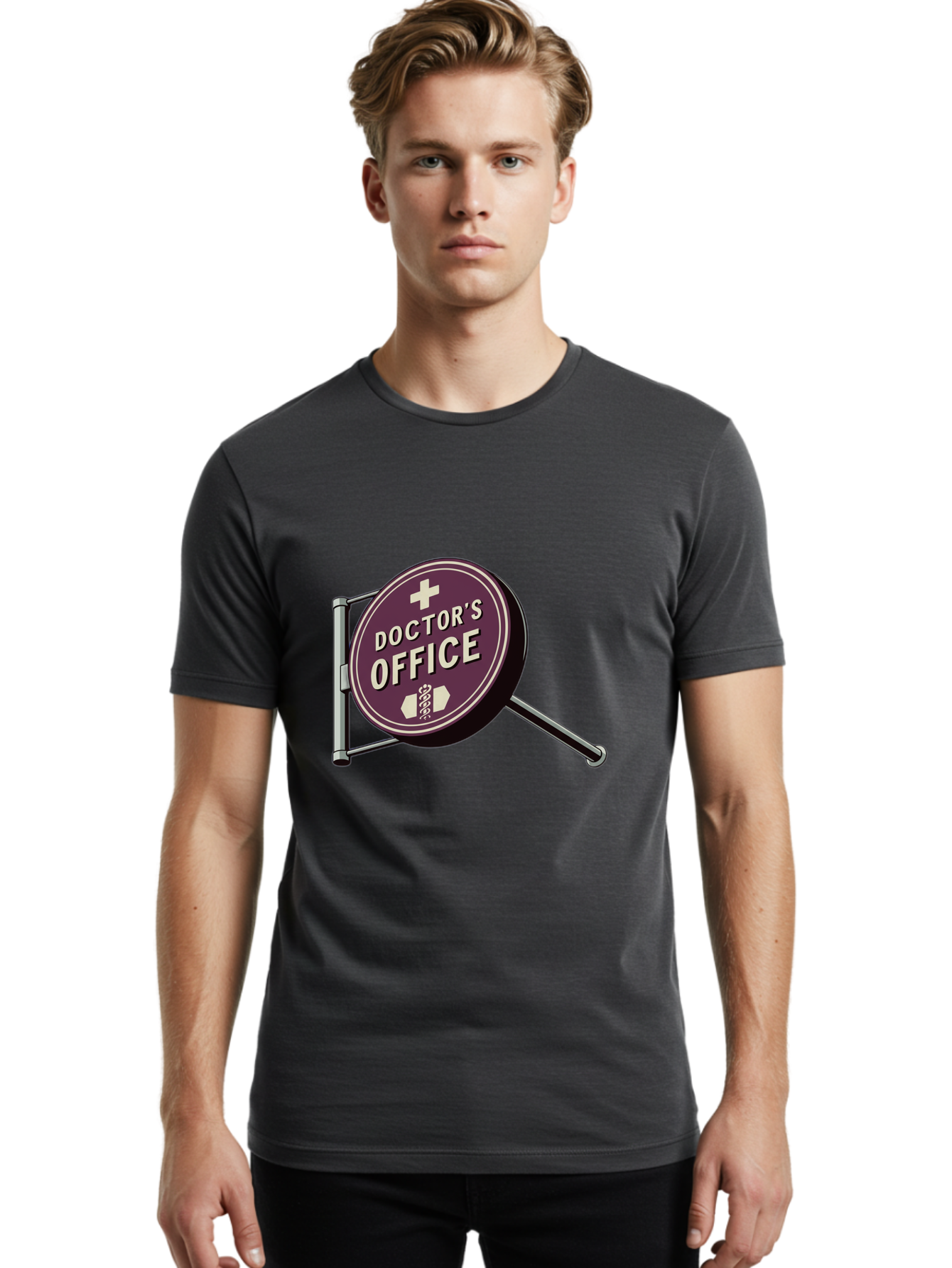 Doctor-S-Office-1 Men'S Graphic Tee, 100% Cotton, Comfortable Casual Summer Wear, Machine Washable, Doctor'S Office Sign, Medical Symbol, Healthcare Logo, Red Circle, White Cross, Snake Wrapped Around Staff, Medical Icons, Vintage Style Baa476 14