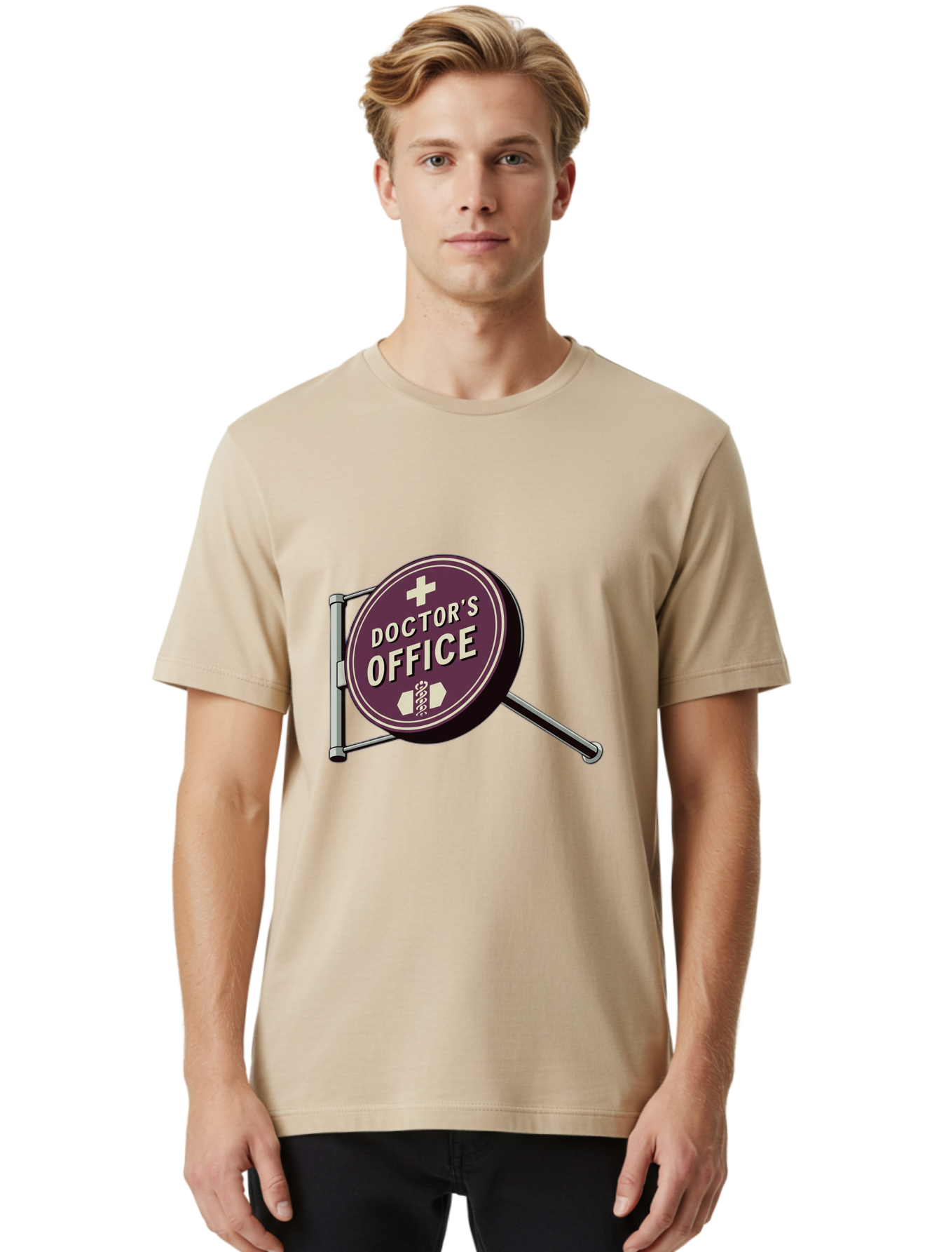 Doctor-S-Office-1 Men'S Graphic Tee, 100% Cotton, Comfortable Casual Summer Wear, Machine Washable, Doctor'S Office Sign, Medical Symbol, Healthcare Logo, Red Circle, White Cross, Snake Wrapped Around Staff, Medical Icons, Vintage Style Baa476 22