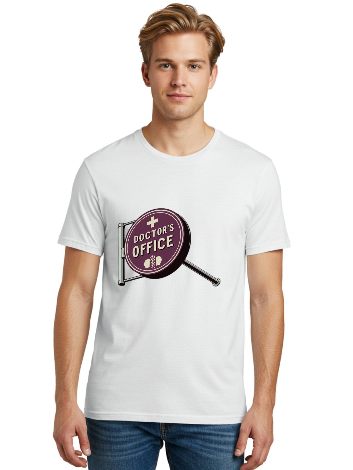 Doctor-S-Office-1 Men'S Graphic Tee, 100% Cotton, Comfortable Casual Summer Wear, Machine Washable, Doctor'S Office Sign, Medical Symbol, Healthcare Logo, Red Circle, White Cross, Snake Wrapped Around Staff, Medical Icons, Vintage Style Baa476 18