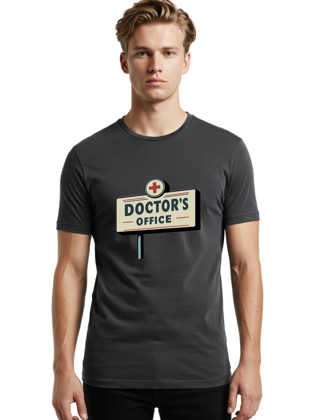 Doctor-S-Office-2 Men'S Graphic Tee, 100% Cotton, Comfortable Casual Summer Wear, Machine Washable, Doctor'S Office Sign, Medical Symbol, Red Cross, Healthcare Signage, Medical Office Indicator, Healthcare Services, Medical Facilities Baa477 19