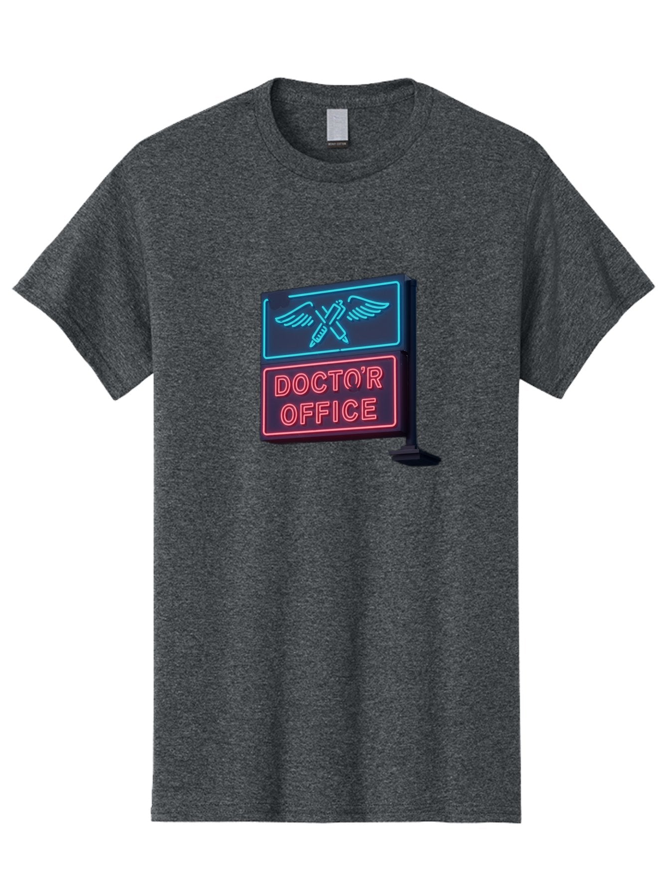 Doctor-S-Office-Neon-Sign Men'S Graphic Tee, 100% Cotton, Comfortable Casual Summer Wear, Machine Washable, Neon Sign, Doctor'S Office Sign, Medical Symbol, Crossed Syringes, Winged Design, Clinic Signage, Medical Office Decor, Baa481 12