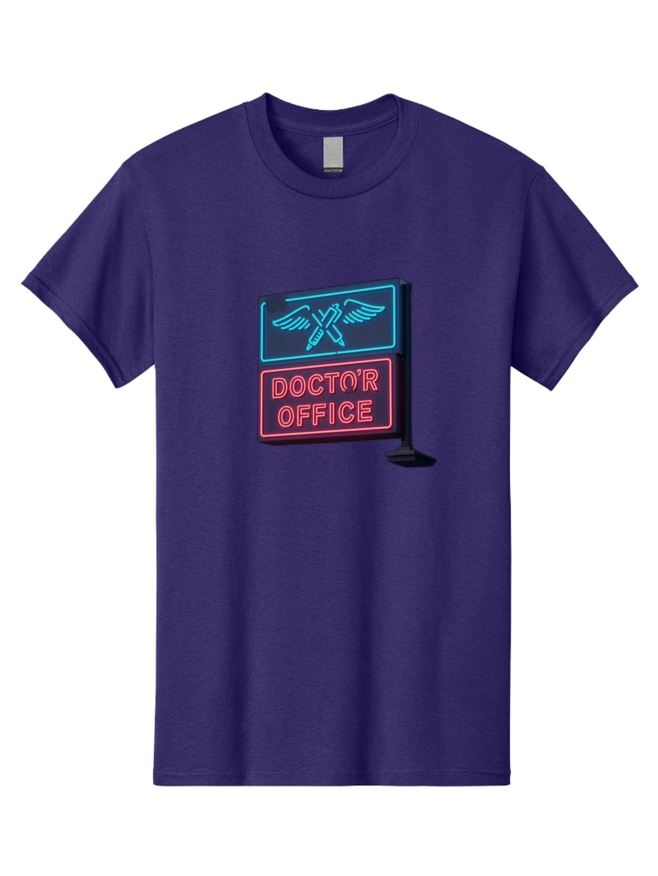 Doctor-S-Office-Neon-Sign Men'S Graphic Tee, 100% Cotton, Comfortable Casual Summer Wear, Machine Washable, Neon Sign, Doctor'S Office Sign, Medical Symbol, Crossed Syringes, Winged Design, Clinic Signage, Medical Office Decor, Baa481 14