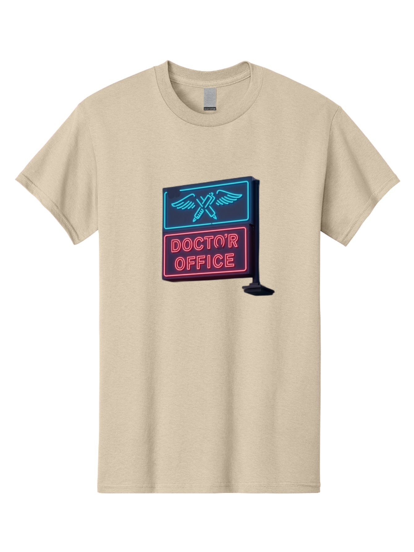 Doctor-S-Office-Neon-Sign Men'S Graphic Tee, 100% Cotton, Comfortable Casual Summer Wear, Machine Washable, Neon Sign, Doctor'S Office Sign, Medical Symbol, Crossed Syringes, Winged Design, Clinic Signage, Medical Office Decor, Baa481 13