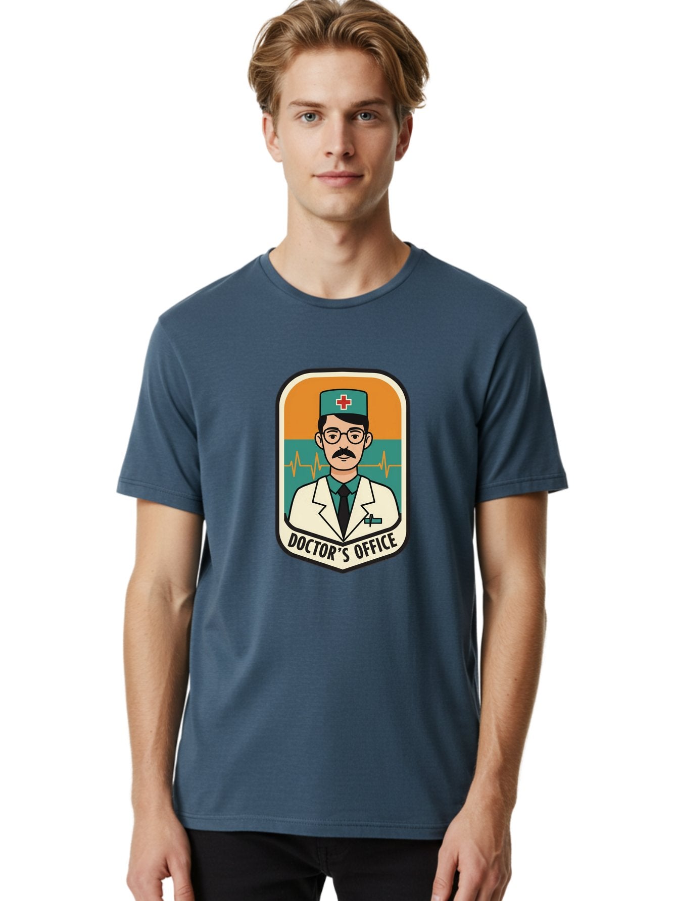 Doctor-S-Office Men'S Graphic Tee, 100% Cotton, Comfortable Casual Summer Wear, Machine Washable, Male Doctor, Medical Professional, Doctor'S Office, Healthcare Services, Medical Checkup, Health Monitoring, Ecg Reading, Medical Staff, Baa482 17