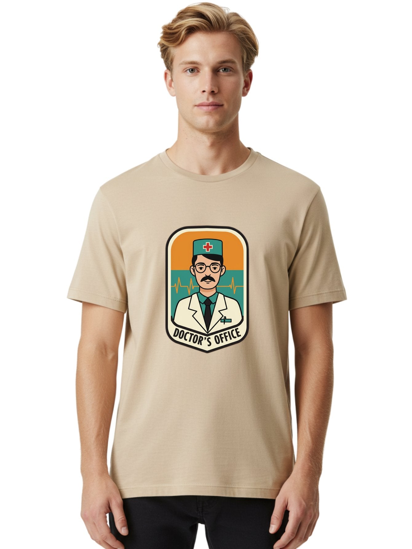 Doctor-S-Office Men'S Graphic Tee, 100% Cotton, Comfortable Casual Summer Wear, Machine Washable, Male Doctor, Medical Professional, Doctor'S Office, Healthcare Services, Medical Checkup, Health Monitoring, Ecg Reading, Medical Staff, Baa482 23