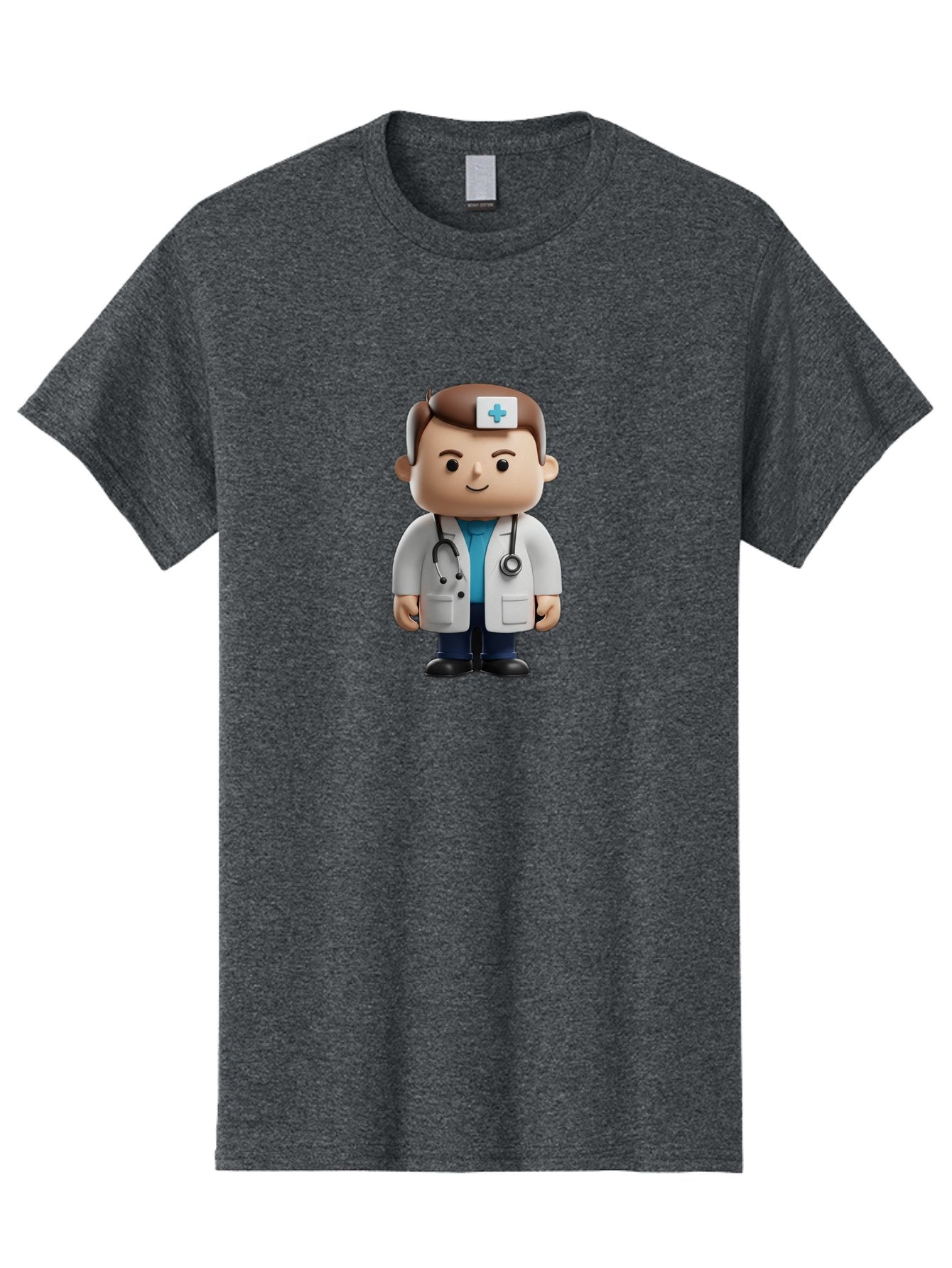 Doctor-With-Stethoscope Men'S Graphic Tee, 100% Cotton, Comfortable Casual Summer Wear, Machine Washable, Cartoon Doctor, Medical Professional, White Lab Coat, Stethoscope, Blue Cross, Healthcare Worker, Friendly Physician, Medical Symbol Baa491 12