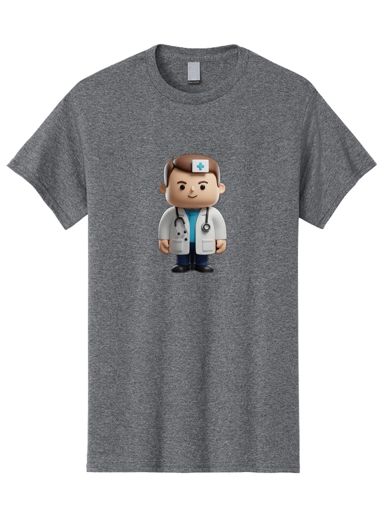 Doctor-With-Stethoscope Men'S Graphic Tee, 100% Cotton, Comfortable Casual Summer Wear, Machine Washable, Cartoon Doctor, Medical Professional, White Lab Coat, Stethoscope, Blue Cross, Healthcare Worker, Friendly Physician, Medical Symbol Baa491 14
