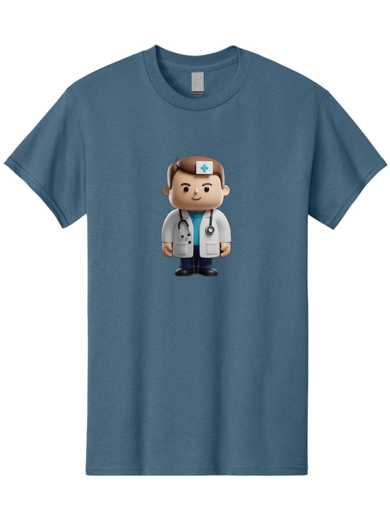 Doctor-With-Stethoscope Men'S Graphic Tee, 100% Cotton, Comfortable Casual Summer Wear, Machine Washable, Cartoon Doctor, Medical Professional, White Lab Coat, Stethoscope, Blue Cross, Healthcare Worker, Friendly Physician, Medical Symbol Baa491 9