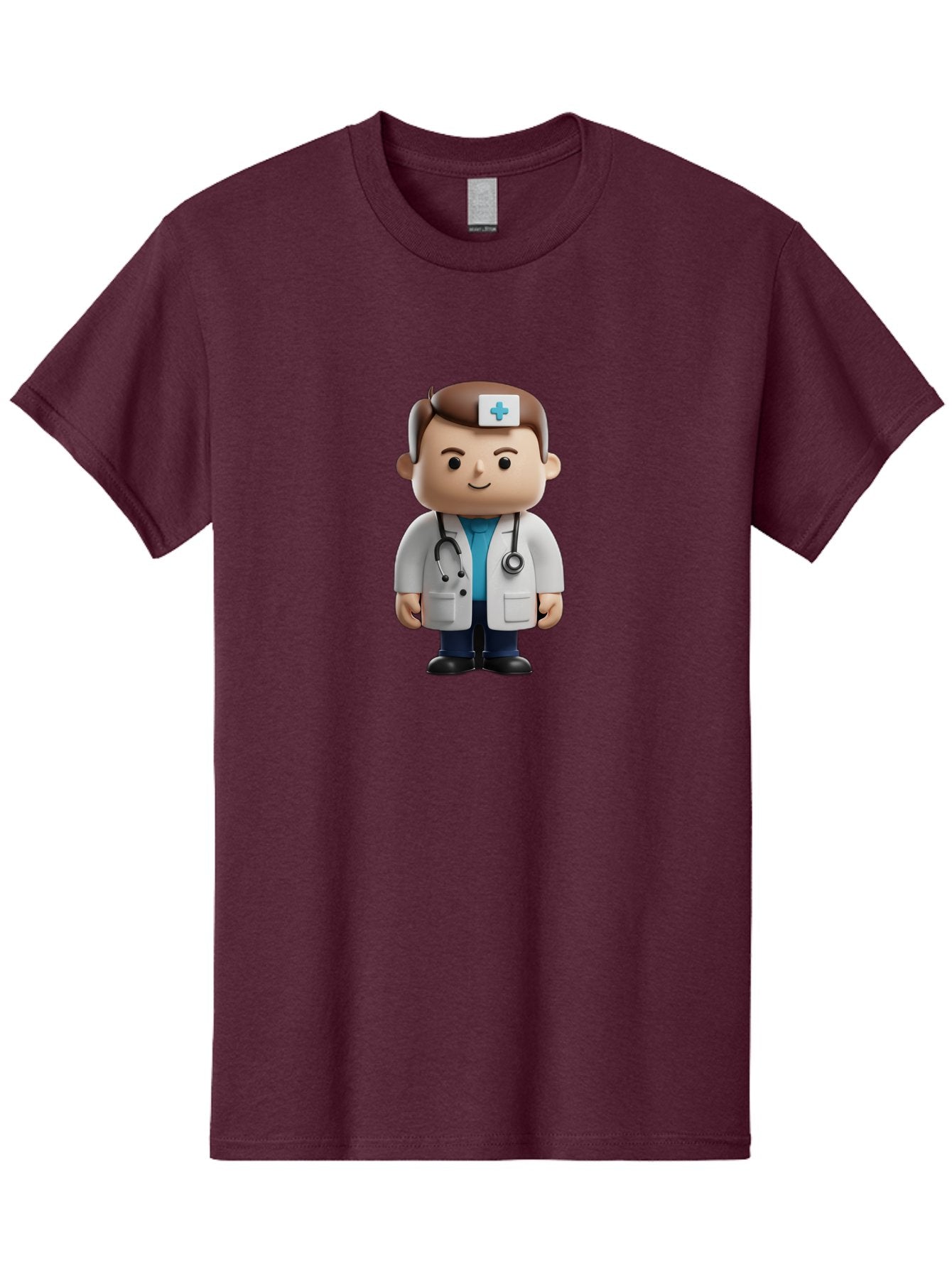 Doctor-With-Stethoscope Men'S Graphic Tee, 100% Cotton, Comfortable Casual Summer Wear, Machine Washable, Cartoon Doctor, Medical Professional, White Lab Coat, Stethoscope, Blue Cross, Healthcare Worker, Friendly Physician, Medical Symbol Baa491 8