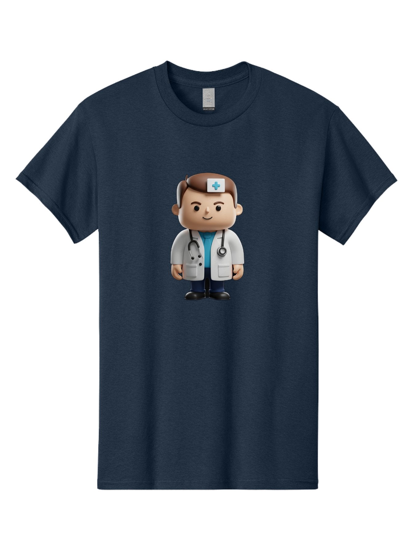 Doctor-With-Stethoscope Men'S Graphic Tee, 100% Cotton, Comfortable Casual Summer Wear, Machine Washable, Cartoon Doctor, Medical Professional, White Lab Coat, Stethoscope, Blue Cross, Healthcare Worker, Friendly Physician, Medical Symbol Baa491 13