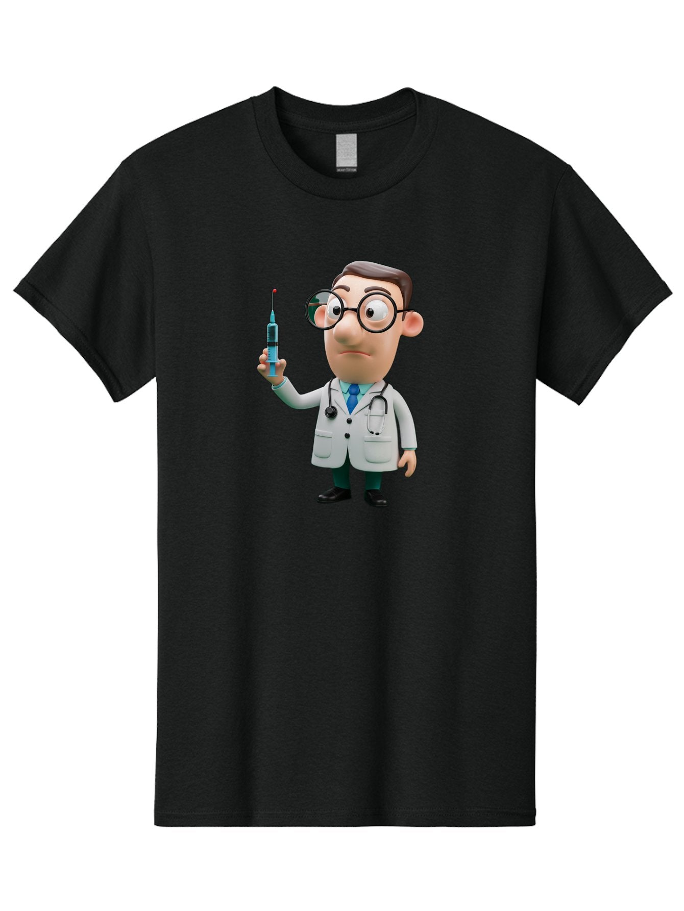 Doctor-With-Syringe Men'S Graphic Tee, 100% Cotton, Comfortable Casual Summer Wear, Machine Washable, Cartoon Doctor, Medical Professional, Syringe Injection, Healthcare Worker, Vaccination, Medicine, Doctor Character, Medical Illustration, Baa492 7