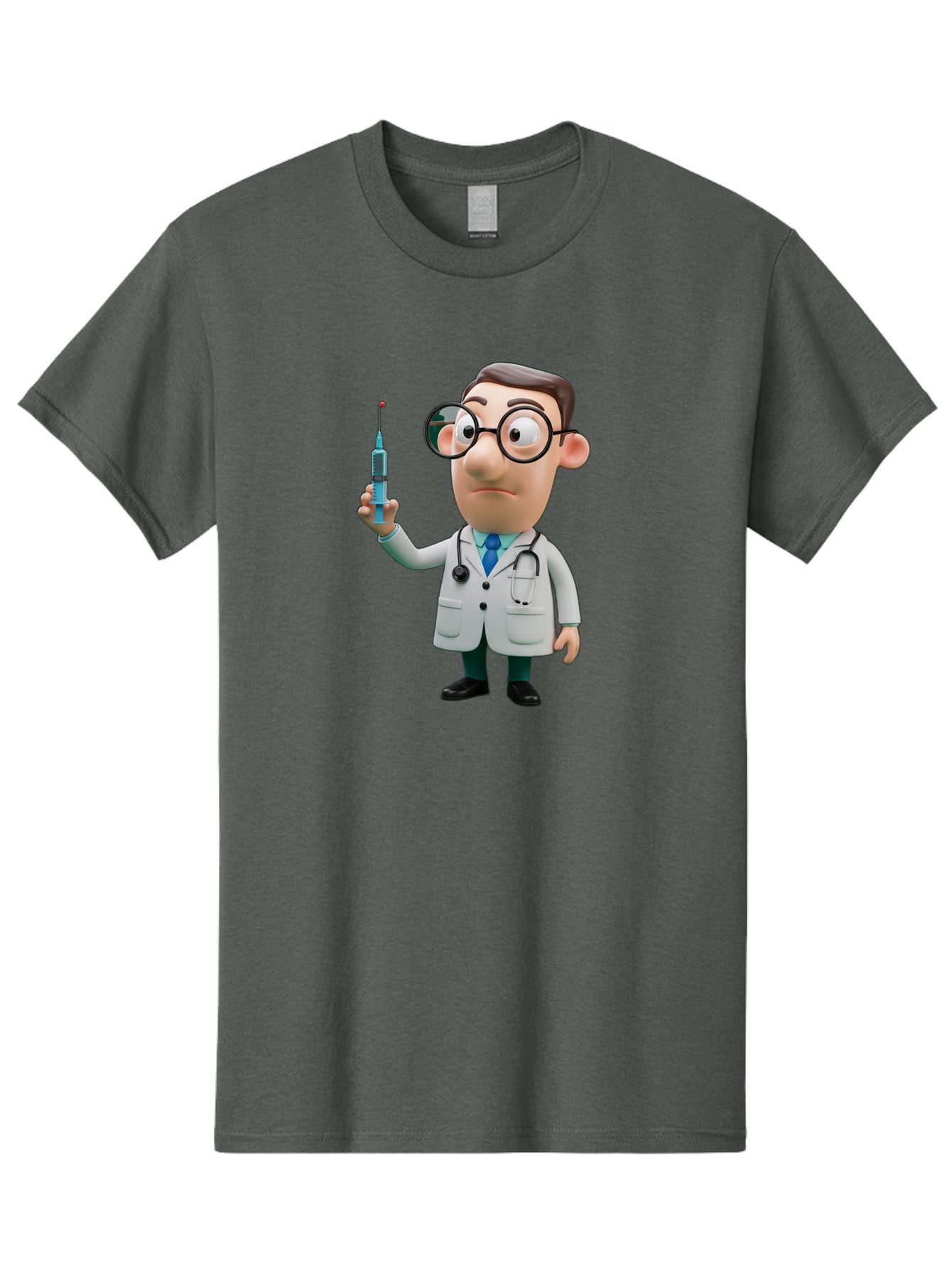 Doctor-With-Syringe Men'S Graphic Tee, 100% Cotton, Comfortable Casual Summer Wear, Machine Washable, Cartoon Doctor, Medical Professional, Syringe Injection, Healthcare Worker, Vaccination, Medicine, Doctor Character, Medical Illustration, Baa492 6