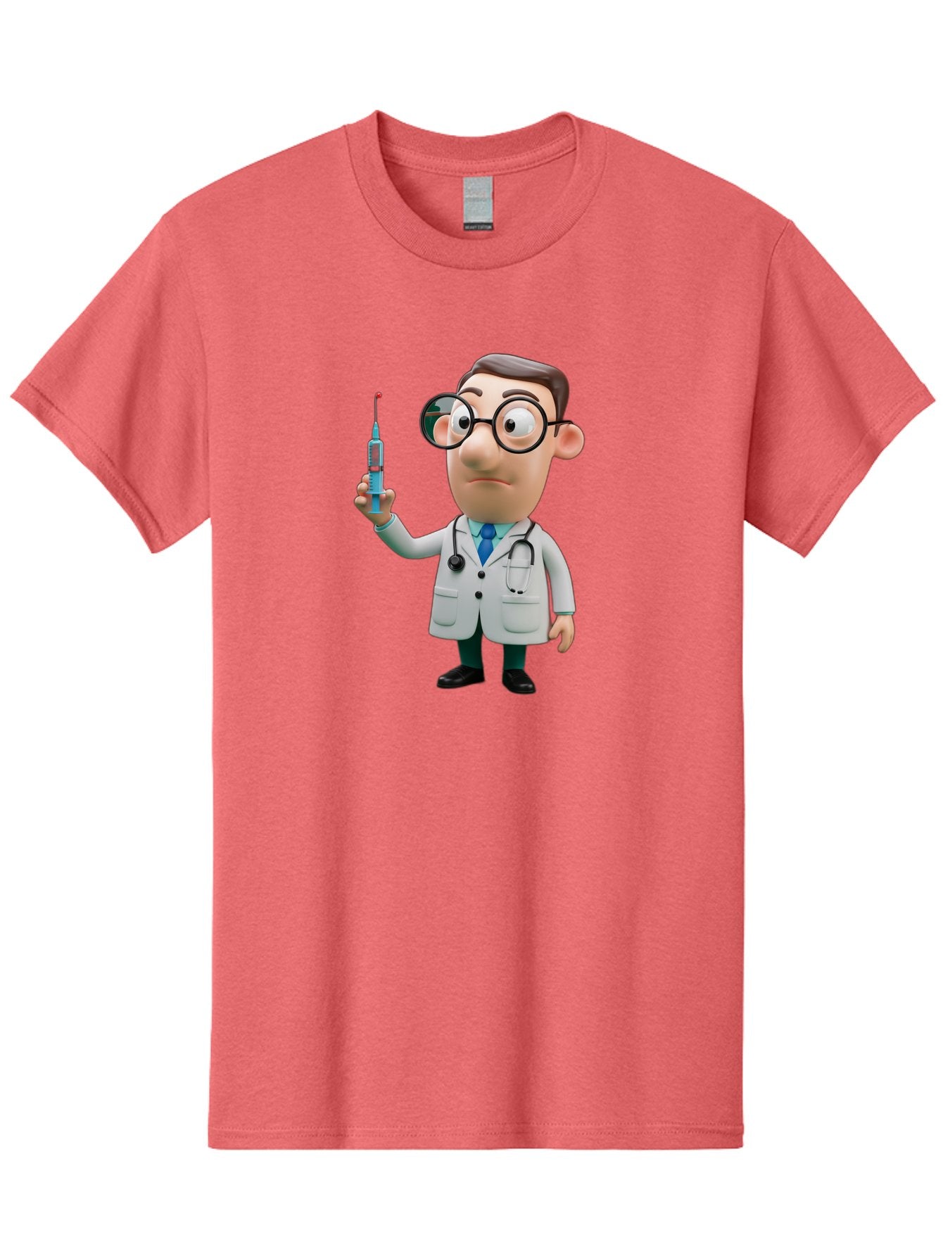 Doctor-With-Syringe Men'S Graphic Tee, 100% Cotton, Comfortable Casual Summer Wear, Machine Washable, Cartoon Doctor, Medical Professional, Syringe Injection, Healthcare Worker, Vaccination, Medicine, Doctor Character, Medical Illustration, Baa492 8