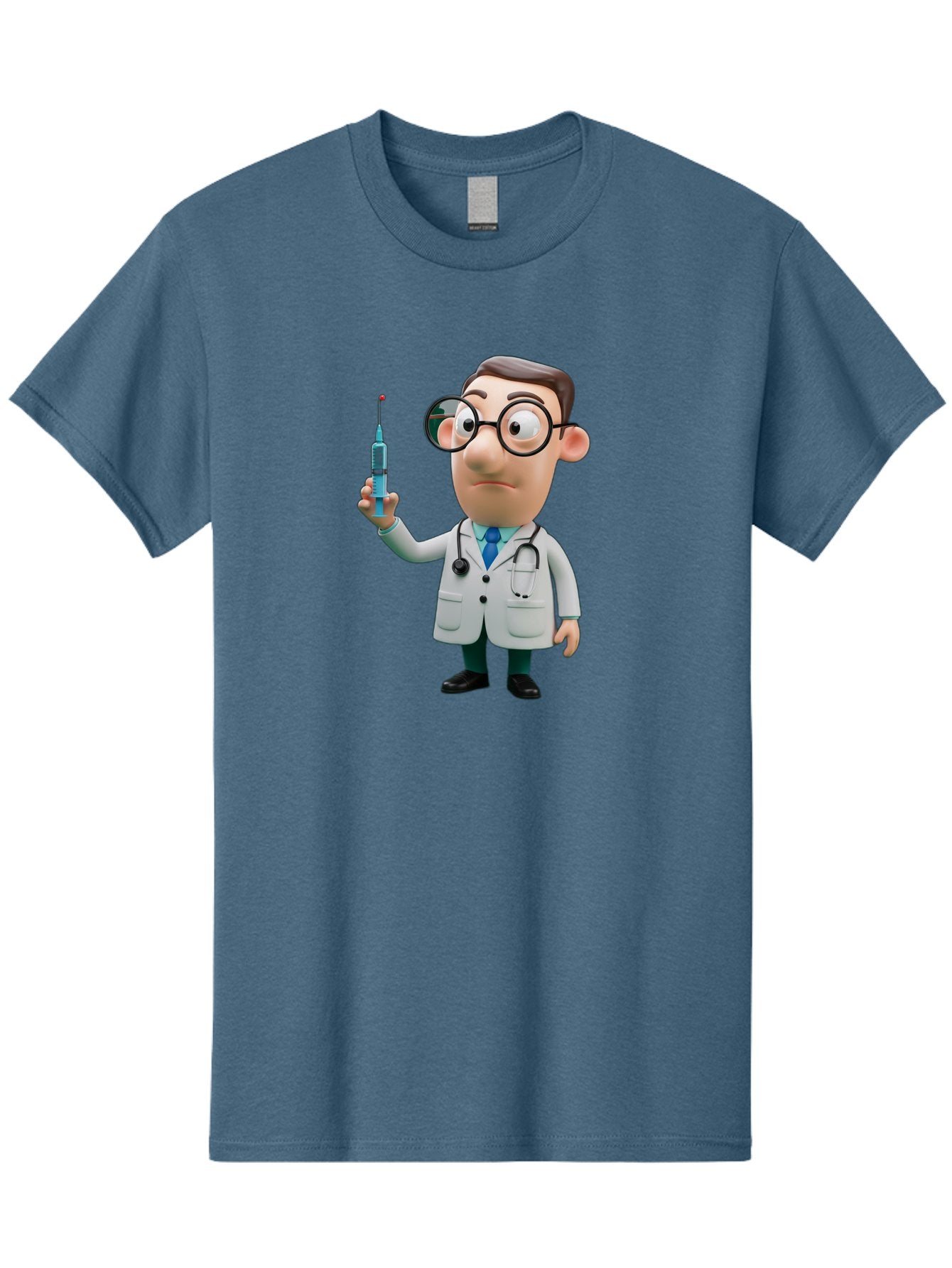 Doctor-With-Syringe Men'S Graphic Tee, 100% Cotton, Comfortable Casual Summer Wear, Machine Washable, Cartoon Doctor, Medical Professional, Syringe Injection, Healthcare Worker, Vaccination, Medicine, Doctor Character, Medical Illustration, Baa492 4