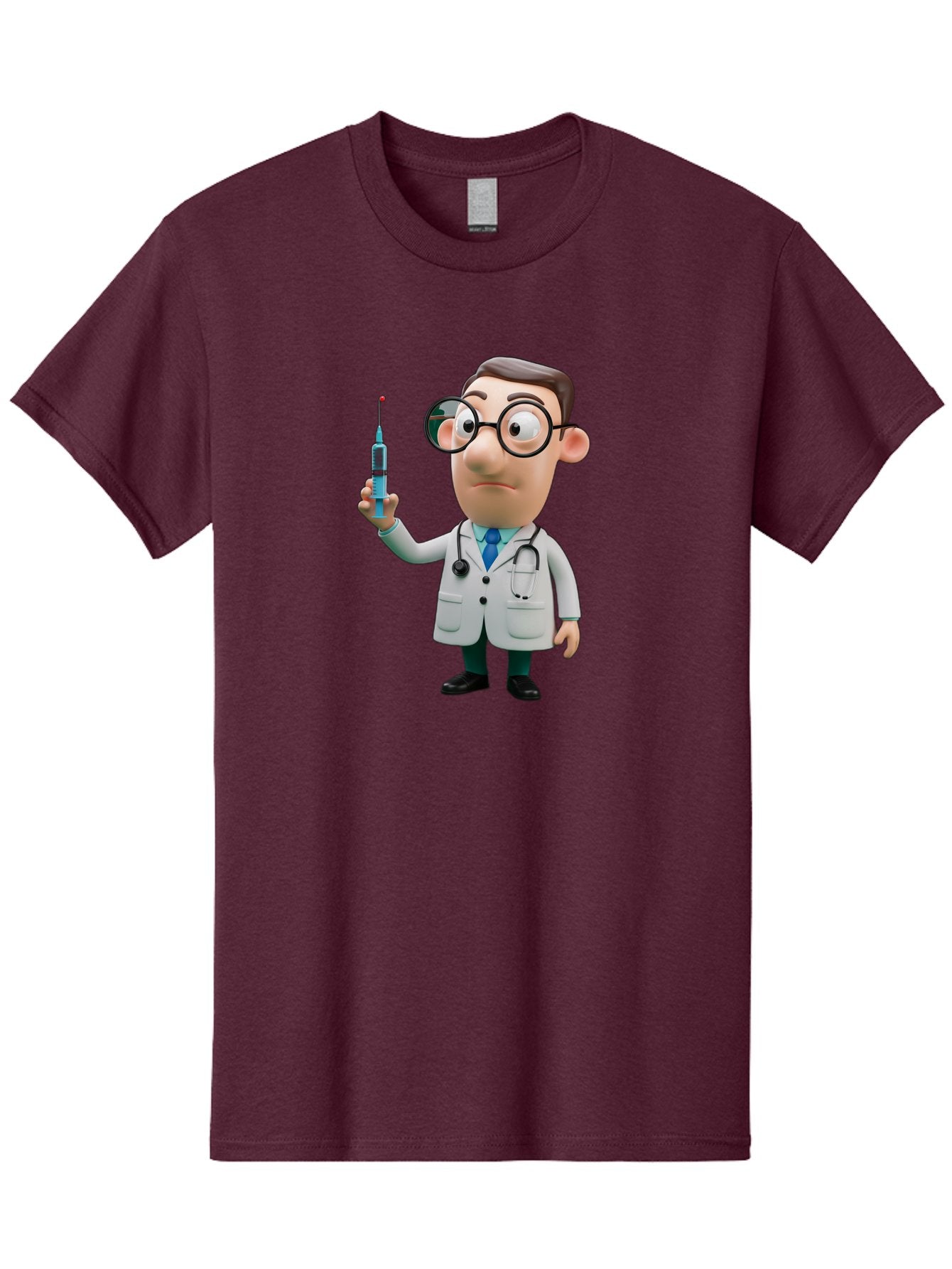 Doctor-With-Syringe Men'S Graphic Tee, 100% Cotton, Comfortable Casual Summer Wear, Machine Washable, Cartoon Doctor, Medical Professional, Syringe Injection, Healthcare Worker, Vaccination, Medicine, Doctor Character, Medical Illustration, Baa492 14