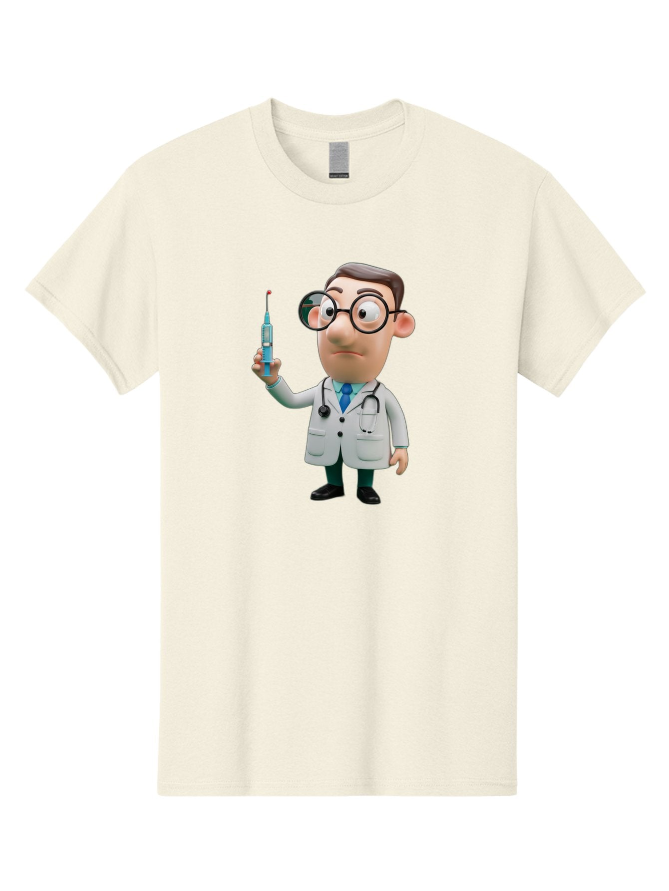 Doctor-With-Syringe Men'S Graphic Tee, 100% Cotton, Comfortable Casual Summer Wear, Machine Washable, Cartoon Doctor, Medical Professional, Syringe Injection, Healthcare Worker, Vaccination, Medicine, Doctor Character, Medical Illustration, Baa492 10