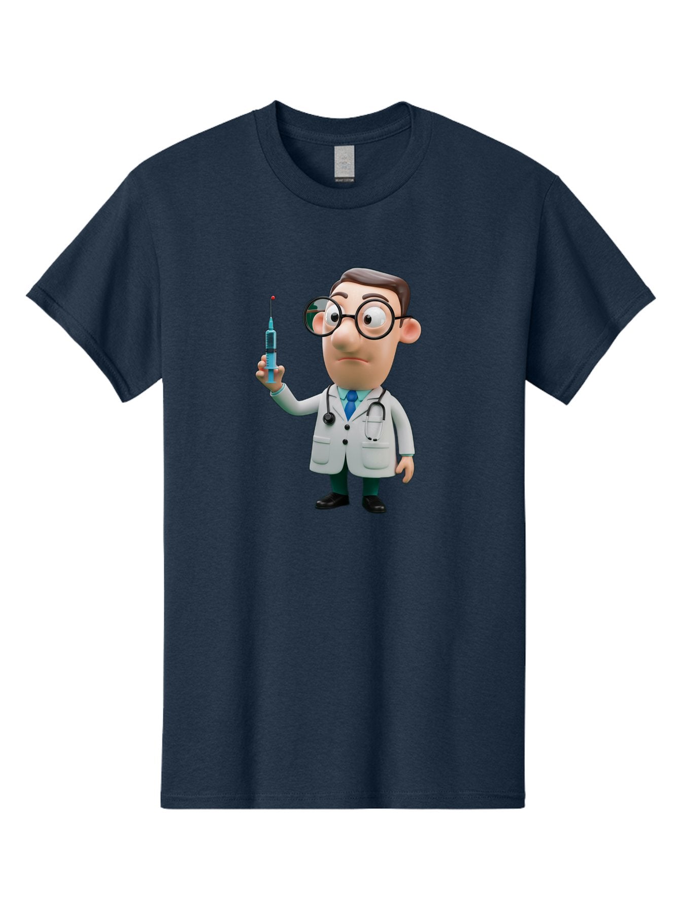 Doctor-With-Syringe Men'S Graphic Tee, 100% Cotton, Comfortable Casual Summer Wear, Machine Washable, Cartoon Doctor, Medical Professional, Syringe Injection, Healthcare Worker, Vaccination, Medicine, Doctor Character, Medical Illustration, Baa492 11
