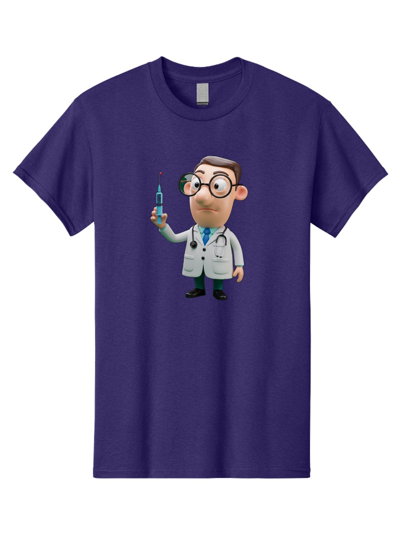 Doctor-With-Syringe Men'S Graphic Tee, 100% Cotton, Comfortable Casual Summer Wear, Machine Washable, Cartoon Doctor, Medical Professional, Syringe Injection, Healthcare Worker, Vaccination, Medicine, Doctor Character, Medical Illustration, Baa492 13