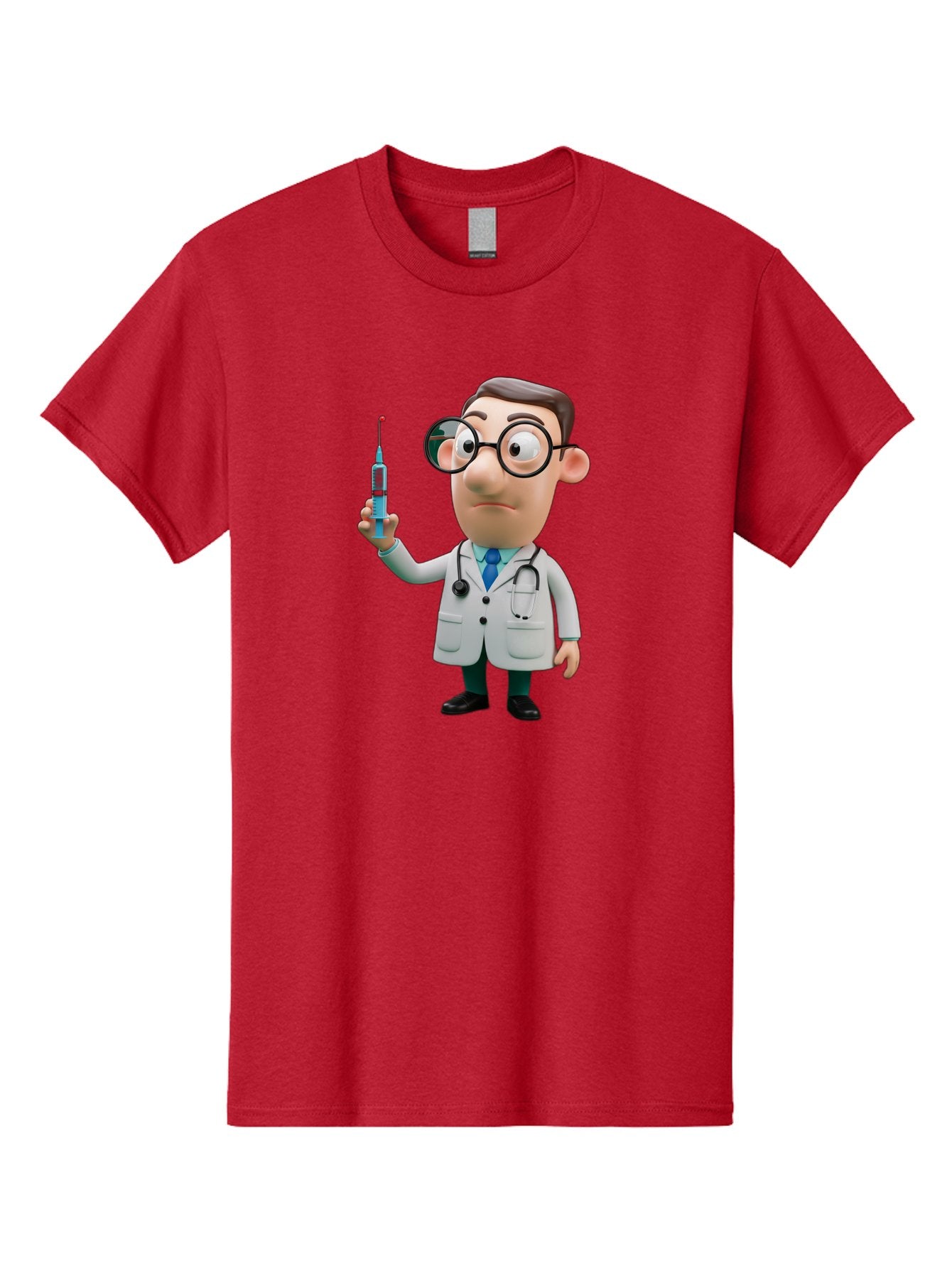 Doctor-With-Syringe Men'S Graphic Tee, 100% Cotton, Comfortable Casual Summer Wear, Machine Washable, Cartoon Doctor, Medical Professional, Syringe Injection, Healthcare Worker, Vaccination, Medicine, Doctor Character, Medical Illustration, Baa492 15