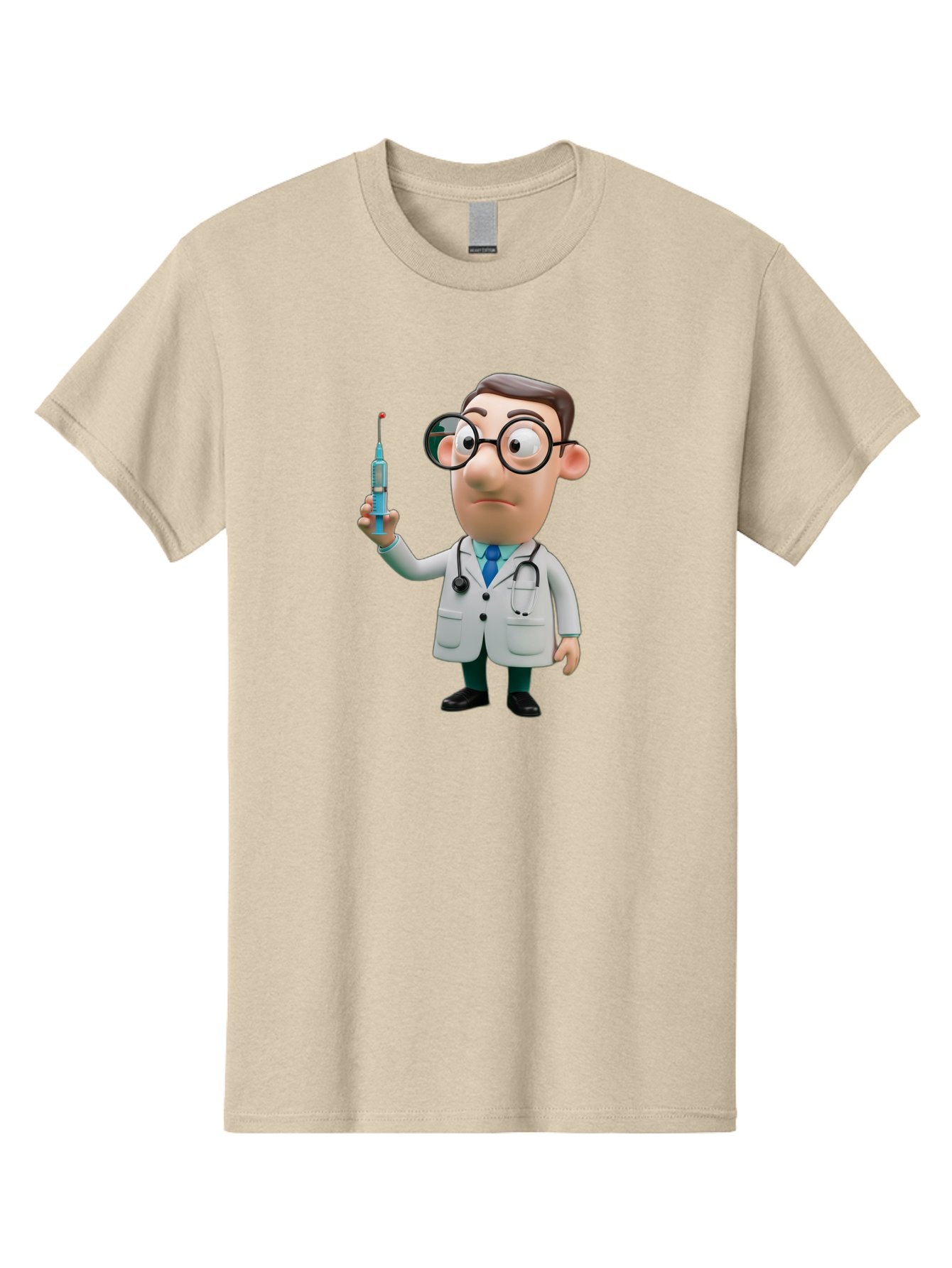 Doctor-With-Syringe Men'S Graphic Tee, 100% Cotton, Comfortable Casual Summer Wear, Machine Washable, Cartoon Doctor, Medical Professional, Syringe Injection, Healthcare Worker, Vaccination, Medicine, Doctor Character, Medical Illustration, Baa492 12
