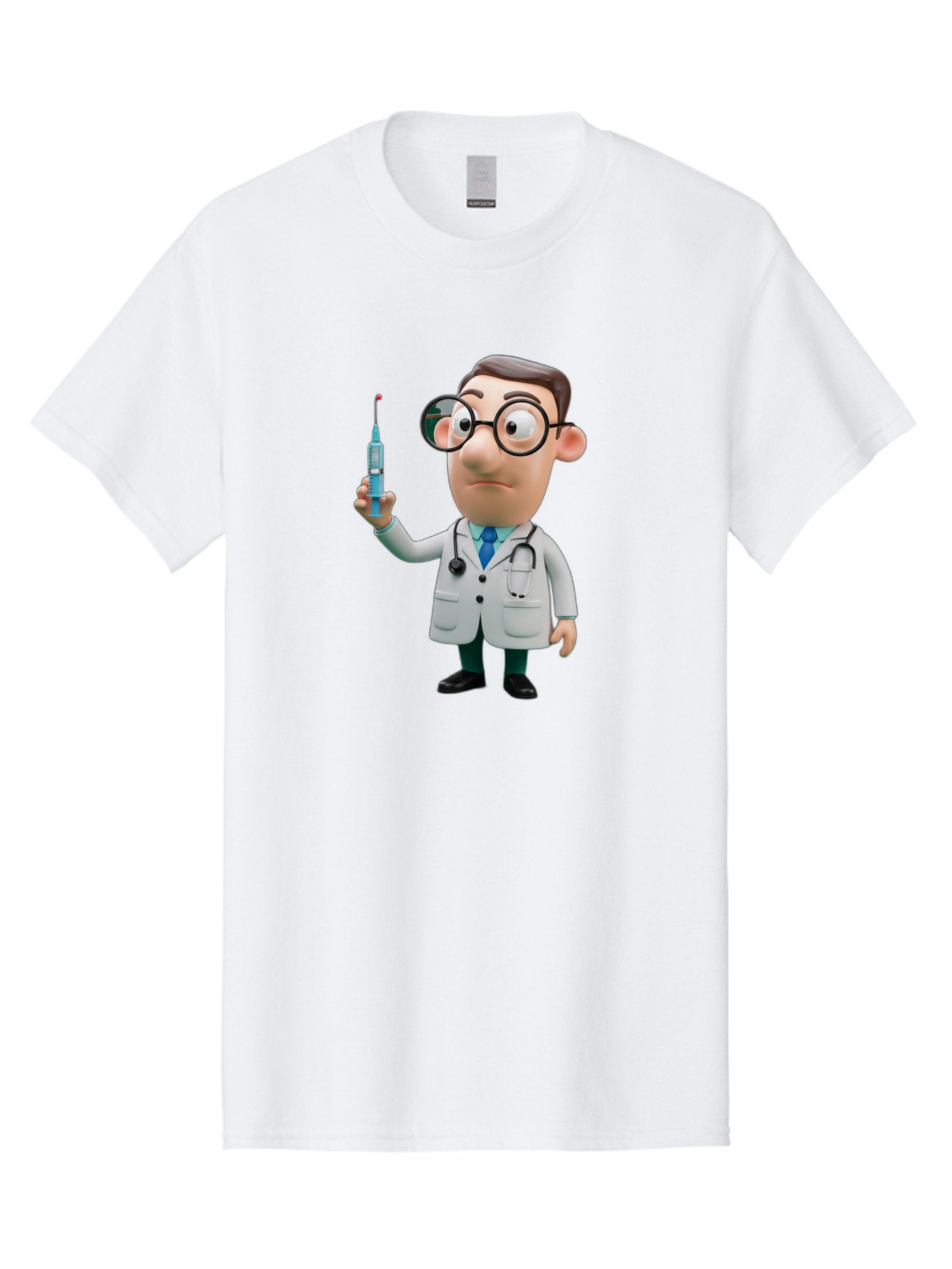 Doctor-With-Syringe Men'S Graphic Tee, 100% Cotton, Comfortable Casual Summer Wear, Machine Washable, Cartoon Doctor, Medical Professional, Syringe Injection, Healthcare Worker, Vaccination, Medicine, Doctor Character, Medical Illustration, Baa492 9