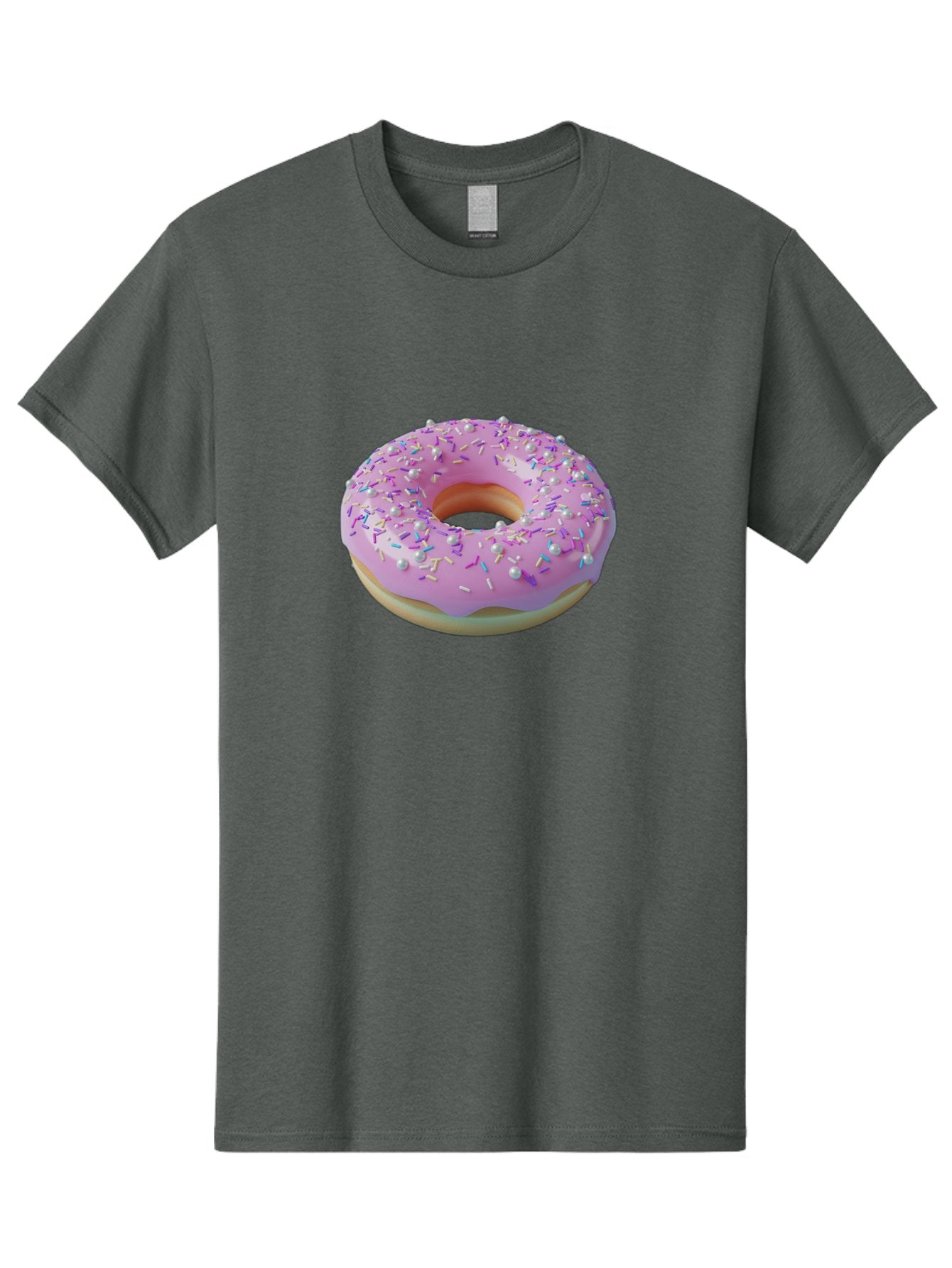 Donut-1 Men'S Graphic Tee, 100% Cotton, Comfortable Casual Summer Wear, Machine Washable, Pink Donut With Sprinkles, Sweet Treats, Colorful Dessert, Tasty Pastry, Baked Goods, Donut With Frosting, Sprinkle Toppings, Purple Frosting Baa495