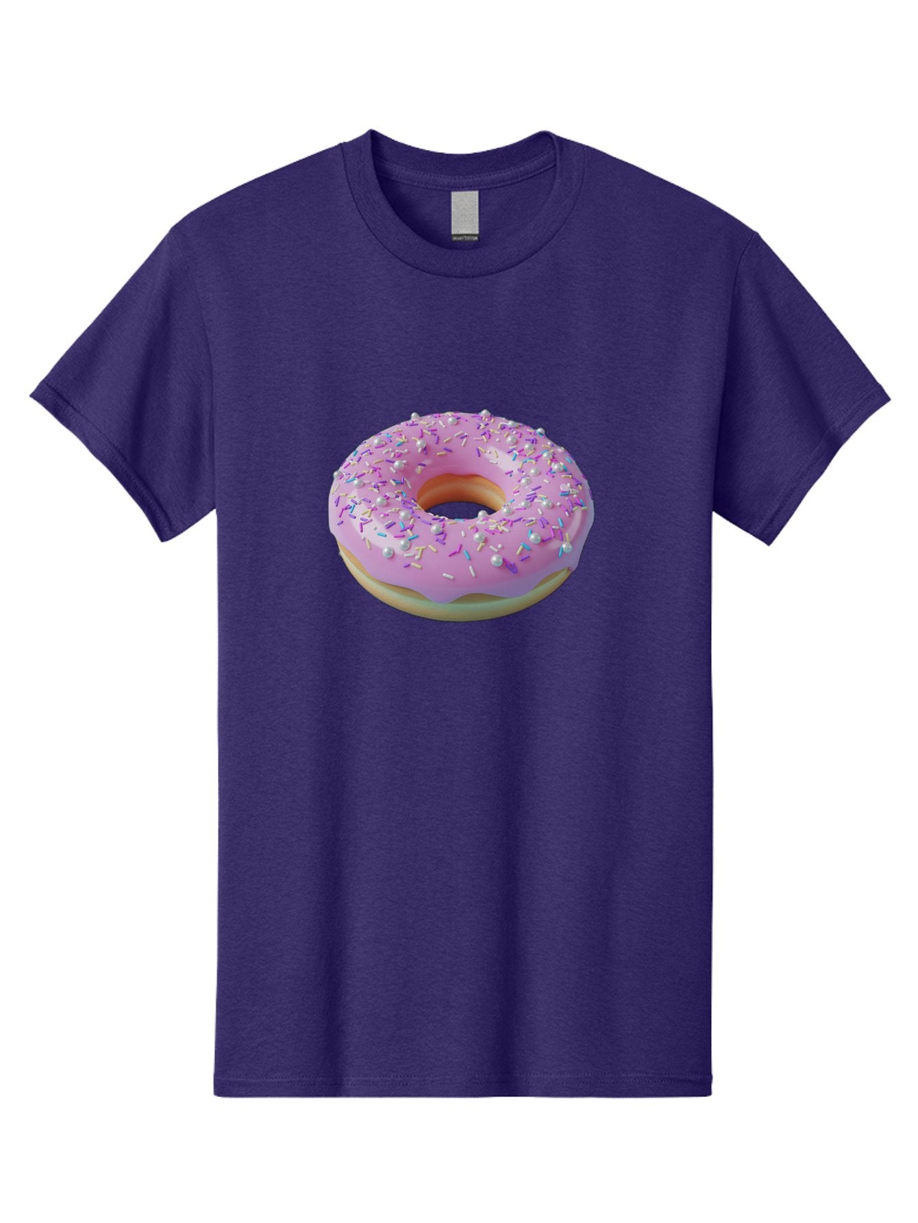 Donut-1 Men'S Graphic Tee, 100% Cotton, Comfortable Casual Summer Wear, Machine Washable, Pink Donut With Sprinkles, Sweet Treats, Colorful Dessert, Tasty Pastry, Baked Goods, Donut With Frosting, Sprinkle Toppings, Purple Frosting Baa495 15