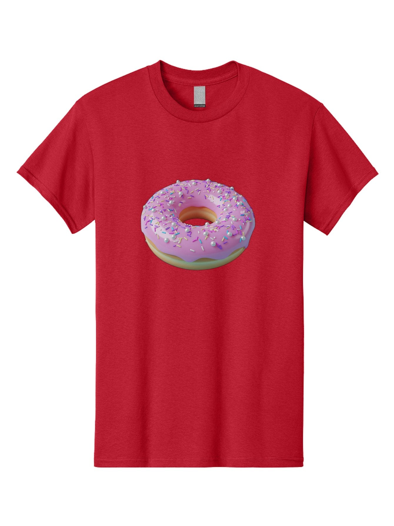 Donut-1 Men'S Graphic Tee, 100% Cotton, Comfortable Casual Summer Wear, Machine Washable, Pink Donut With Sprinkles, Sweet Treats, Colorful Dessert, Tasty Pastry, Baked Goods, Donut With Frosting, Sprinkle Toppings, Purple Frosting Baa495 3