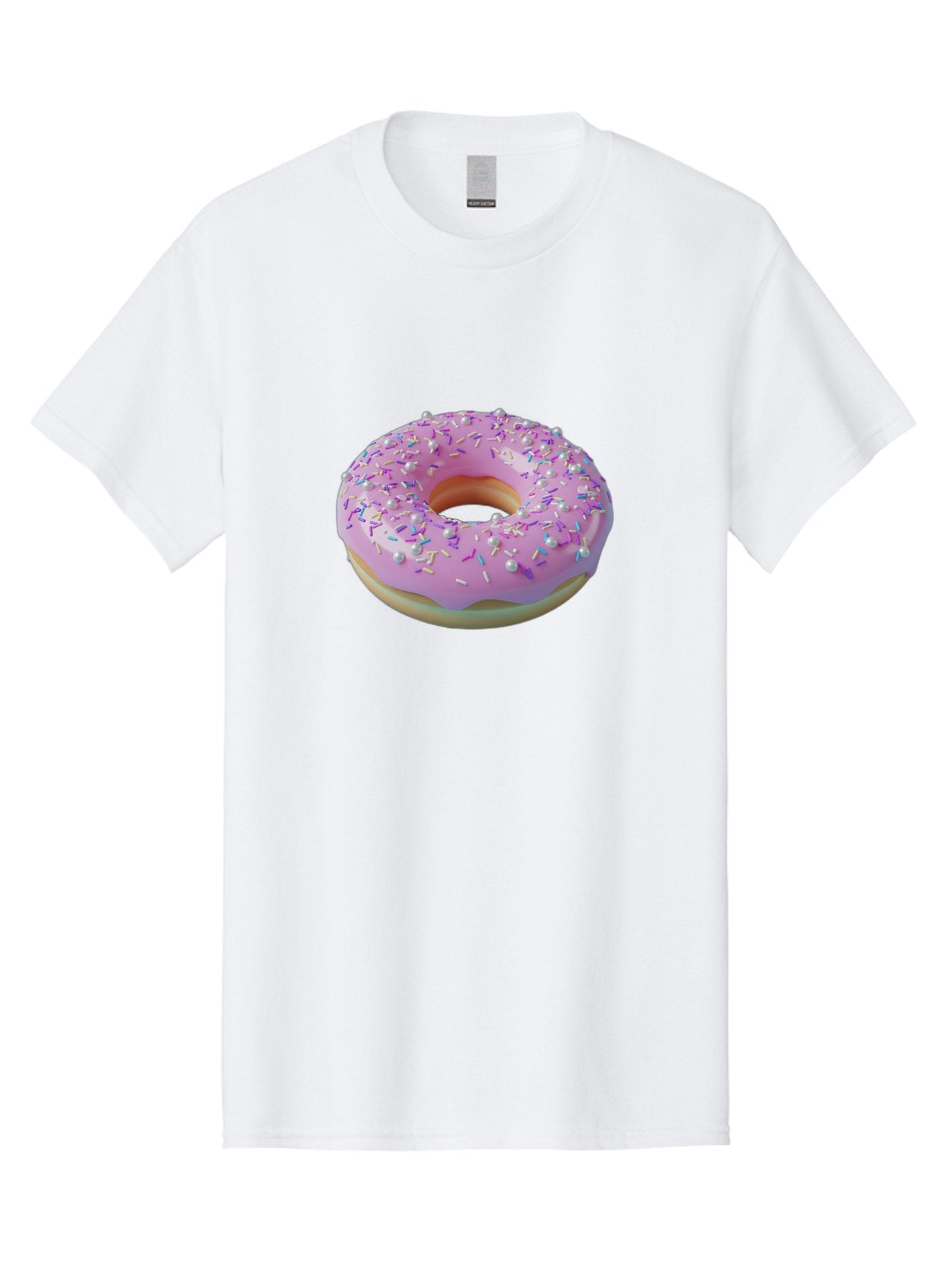 Donut-1 Men'S Graphic Tee, 100% Cotton, Comfortable Casual Summer Wear, Machine Washable, Pink Donut With Sprinkles, Sweet Treats, Colorful Dessert, Tasty Pastry, Baked Goods, Donut With Frosting, Sprinkle Toppings, Purple Frosting Baa495