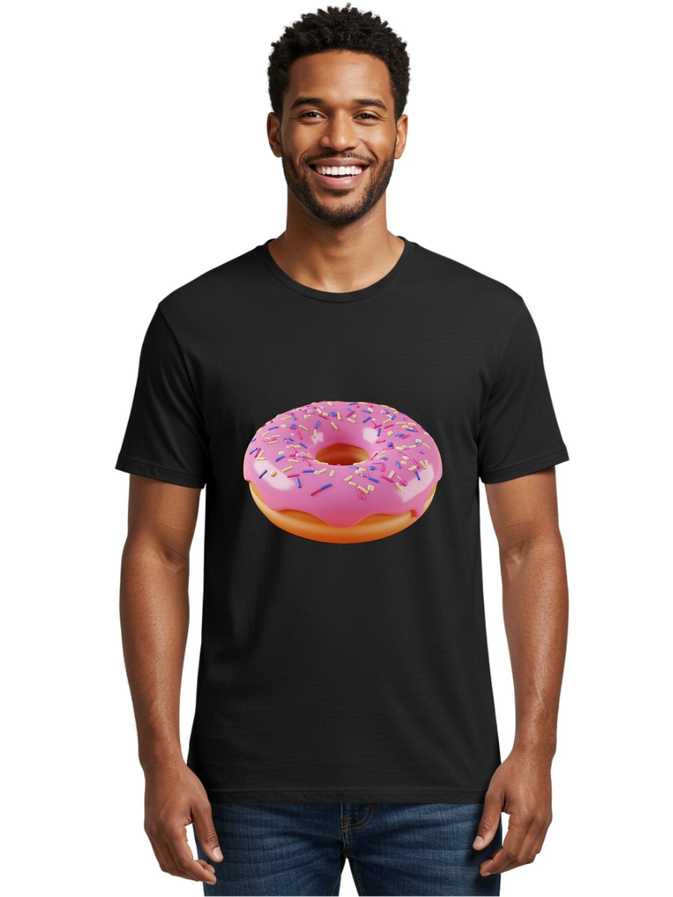 Donut-2 Men'S Graphic Tee, 100% Cotton, Comfortable Casual Summer Wear, Machine Washable, Pink Frosted Donut, Donut With Sprinkles, Colorful Sprinkles, Sweet Treat, Baked Goods, Dessert, Tasty Pastry, Colorful Dessert Baa496 22