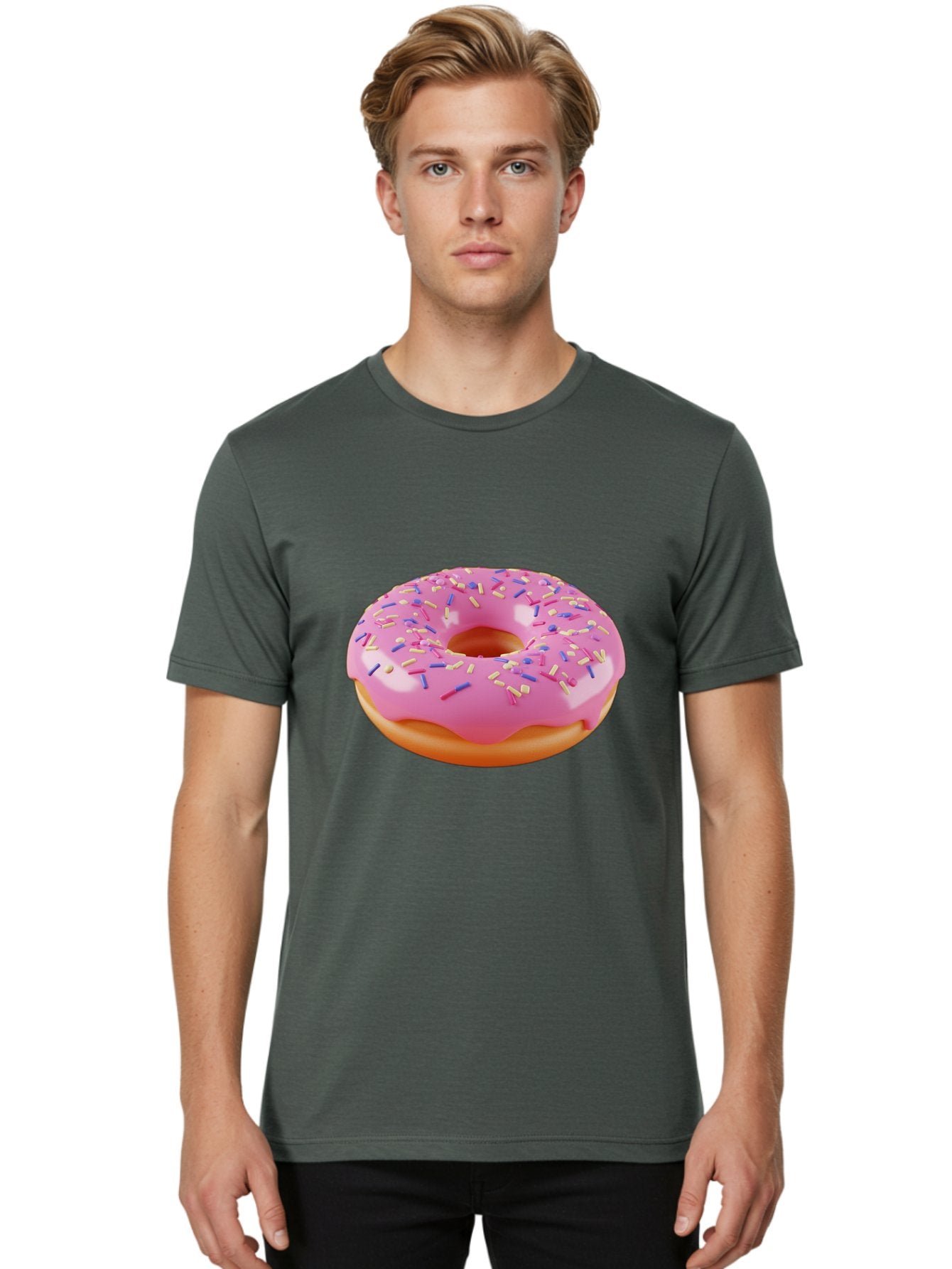Donut-2 Men'S Graphic Tee, 100% Cotton, Comfortable Casual Summer Wear, Machine Washable, Pink Frosted Donut, Donut With Sprinkles, Colorful Sprinkles, Sweet Treat, Baked Goods, Dessert, Tasty Pastry, Colorful Dessert Baa496 18