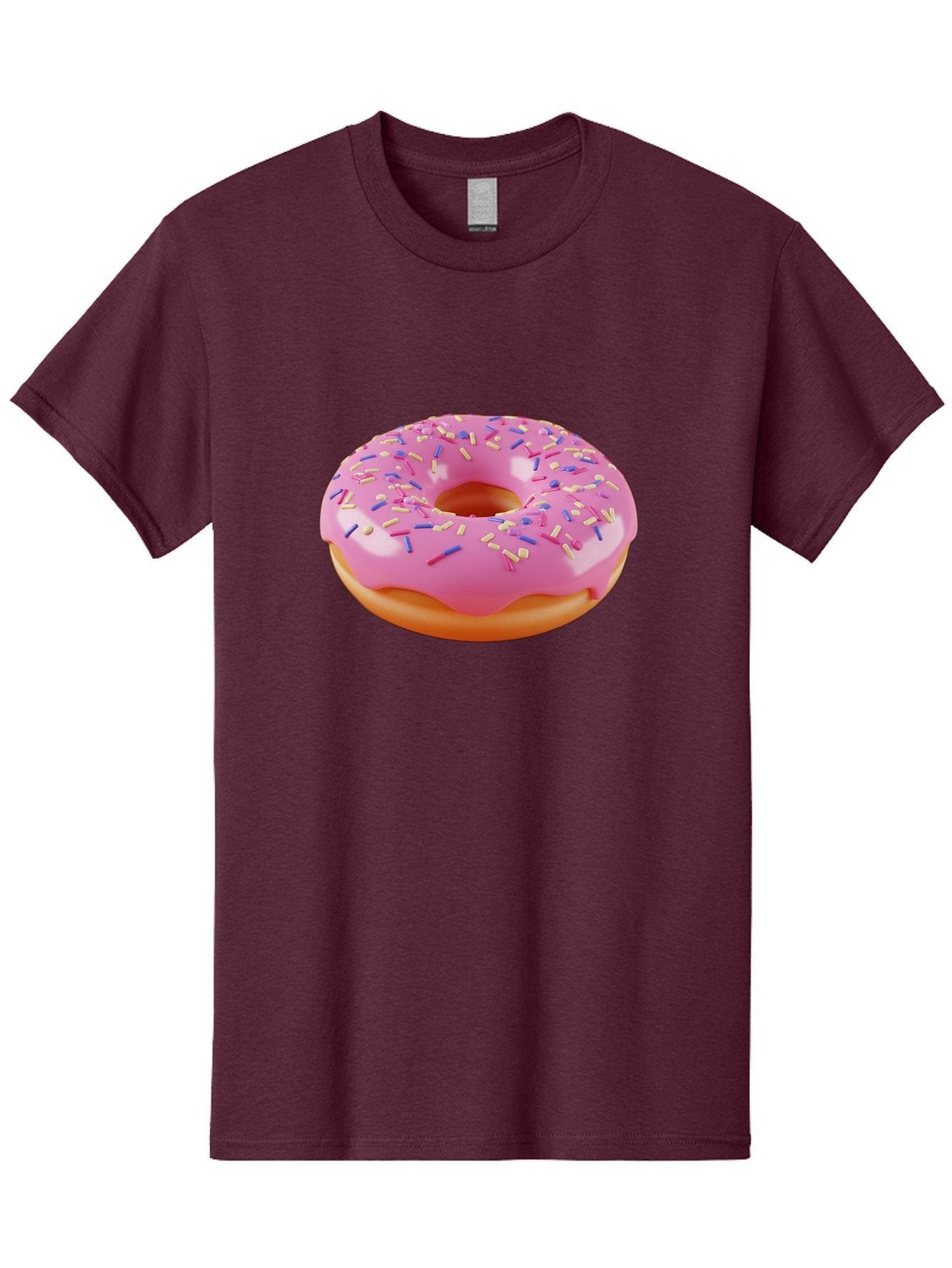 Donut-2 Men'S Graphic Tee, 100% Cotton, Comfortable Casual Summer Wear, Machine Washable, Pink Frosted Donut, Donut With Sprinkles, Colorful Sprinkles, Sweet Treat, Baked Goods, Dessert, Tasty Pastry, Colorful Dessert Baa496