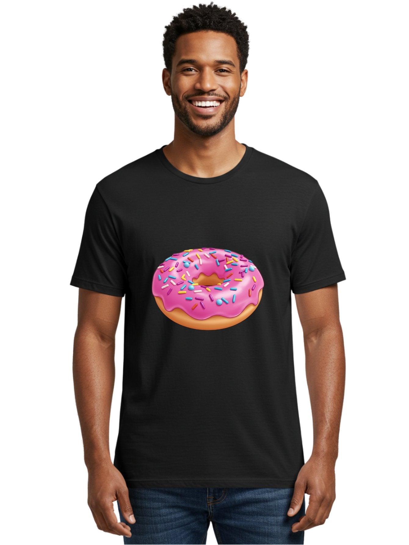 Donut-3 Men'S Graphic Tee, 100% Cotton, Comfortable Casual Summer Wear, Machine Washable, Pink Frosted Donut, Colorful Sprinkles, Sweet Treats, Baked Goods, Tasty Desserts, Donut With Sprinkles, Glazed Donut Baa497 16