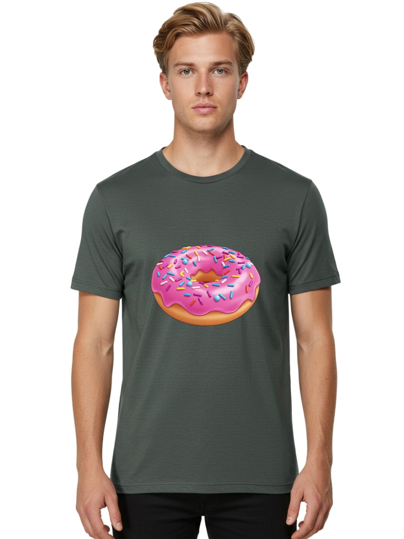 Donut-3 Men'S Graphic Tee, 100% Cotton, Comfortable Casual Summer Wear, Machine Washable, Pink Frosted Donut, Colorful Sprinkles, Sweet Treats, Baked Goods, Tasty Desserts, Donut With Sprinkles, Glazed Donut Baa497 18