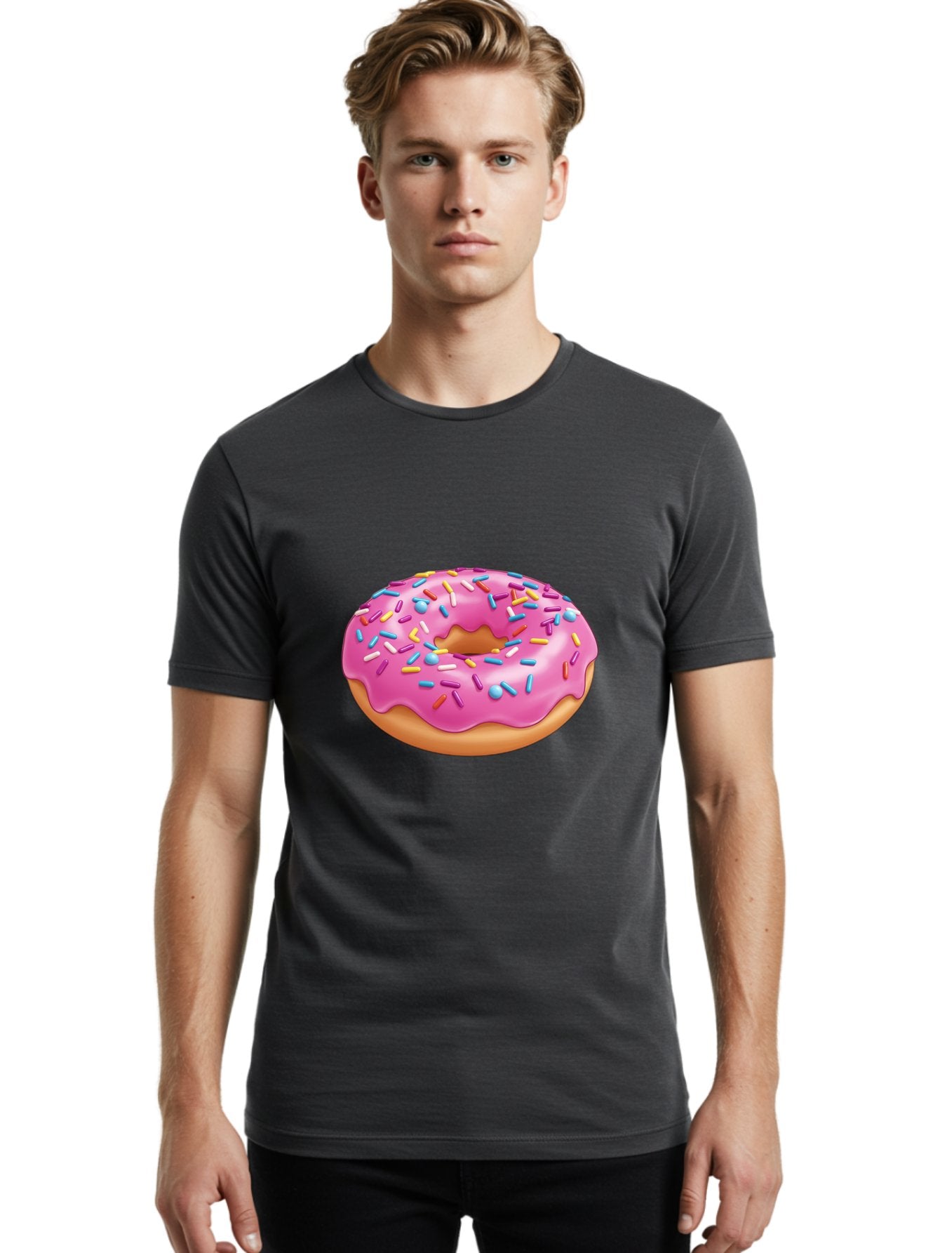Donut-3 Men'S Graphic Tee, 100% Cotton, Comfortable Casual Summer Wear, Machine Washable, Pink Frosted Donut, Colorful Sprinkles, Sweet Treats, Baked Goods, Tasty Desserts, Donut With Sprinkles, Glazed Donut Baa497 27