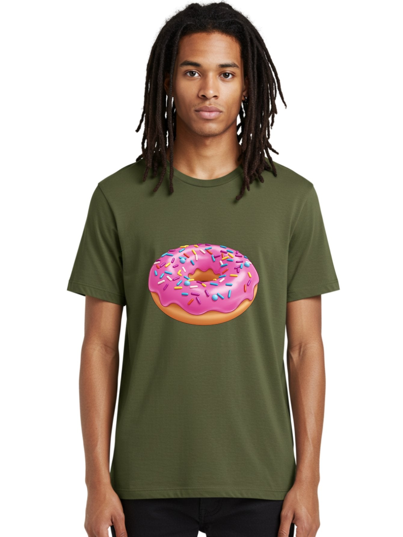 Donut-3 Men'S Graphic Tee, 100% Cotton, Comfortable Casual Summer Wear, Machine Washable, Pink Frosted Donut, Colorful Sprinkles, Sweet Treats, Baked Goods, Tasty Desserts, Donut With Sprinkles, Glazed Donut Baa497 23