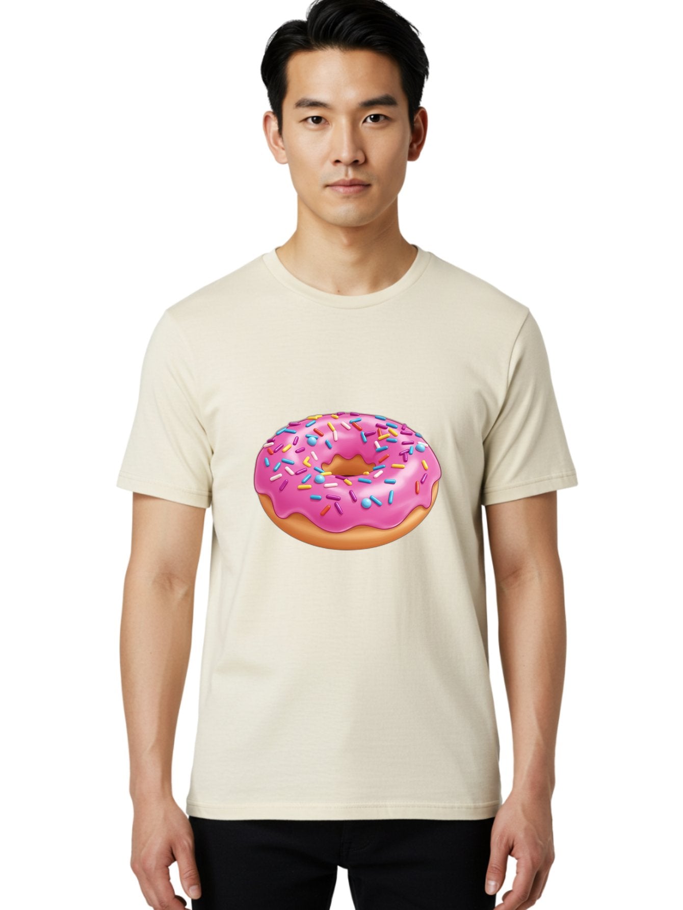 Donut-3 Men'S Graphic Tee, 100% Cotton, Comfortable Casual Summer Wear, Machine Washable, Pink Frosted Donut, Colorful Sprinkles, Sweet Treats, Baked Goods, Tasty Desserts, Donut With Sprinkles, Glazed Donut Baa497 21