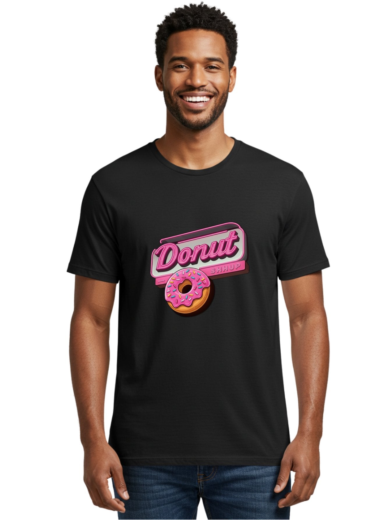 Donut-5 Men'S Graphic Tee, 100% Cotton, Comfortable Casual Summer Wear, Machine Washable, Donut With Pink Glaze And Sprinkles, Donut Shop Sign, Sweet Treats, Bakery, Dessert, Colorful, Pastel, Tasty, Donut Lover, Treat Yourself Baa499 23