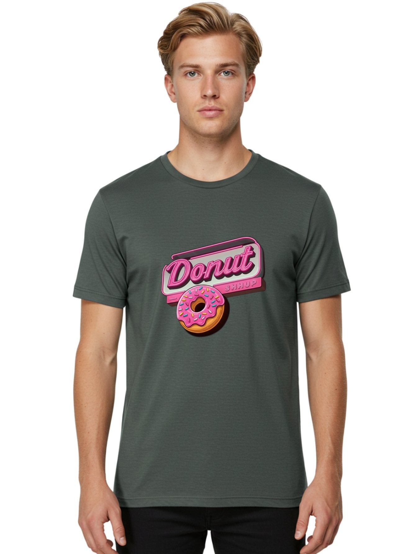 Donut-5 Men'S Graphic Tee, 100% Cotton, Comfortable Casual Summer Wear, Machine Washable, Donut With Pink Glaze And Sprinkles, Donut Shop Sign, Sweet Treats, Bakery, Dessert, Colorful, Pastel, Tasty, Donut Lover, Treat Yourself Baa499 30