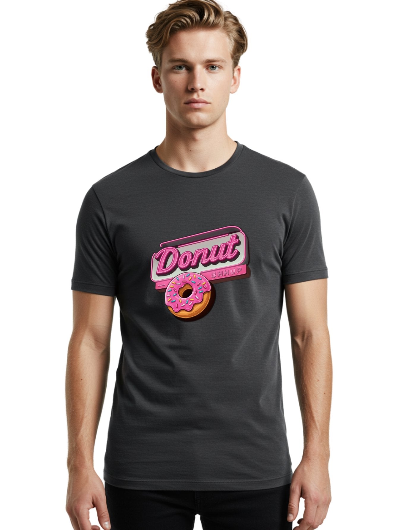 Donut-5 Men'S Graphic Tee, 100% Cotton, Comfortable Casual Summer Wear, Machine Washable, Donut With Pink Glaze And Sprinkles, Donut Shop Sign, Sweet Treats, Bakery, Dessert, Colorful, Pastel, Tasty, Donut Lover, Treat Yourself Baa499 21