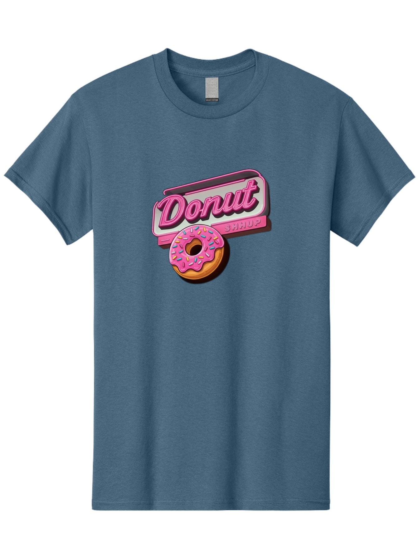 Donut-5 Men'S Graphic Tee, 100% Cotton, Comfortable Casual Summer Wear, Machine Washable, Donut With Pink Glaze And Sprinkles, Donut Shop Sign, Sweet Treats, Bakery, Dessert, Colorful, Pastel, Tasty, Donut Lover, Treat Yourself Baa499