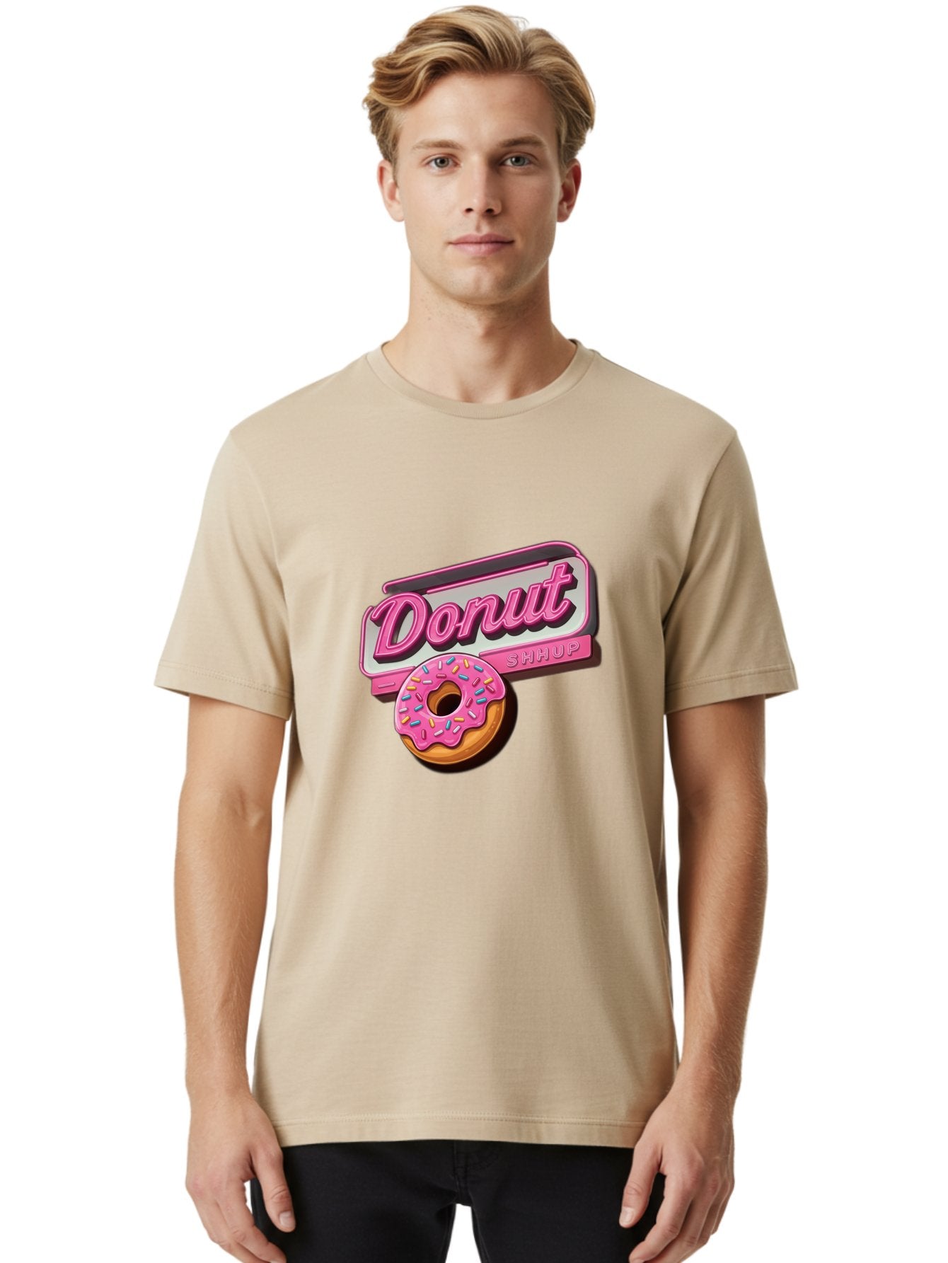 Donut-5 Men'S Graphic Tee, 100% Cotton, Comfortable Casual Summer Wear, Machine Washable, Donut With Pink Glaze And Sprinkles, Donut Shop Sign, Sweet Treats, Bakery, Dessert, Colorful, Pastel, Tasty, Donut Lover, Treat Yourself Baa499 27