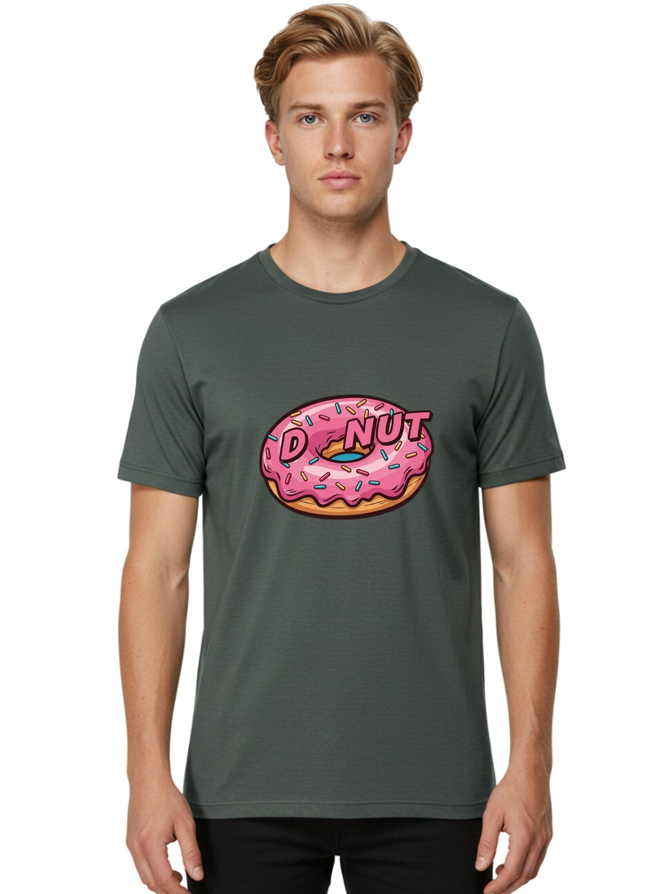 Donut-6 Men'S Graphic Tee, 100% Cotton, Comfortable Casual Summer Wear, Machine Washable, Pink Frosted Donut, Colorful Sprinkles, Sweet Treat, Baked Goods, Donut Shop, Tasty Dessert, Cartoon Style, Glazed Donut, Sprinkle Donut Baa500 25