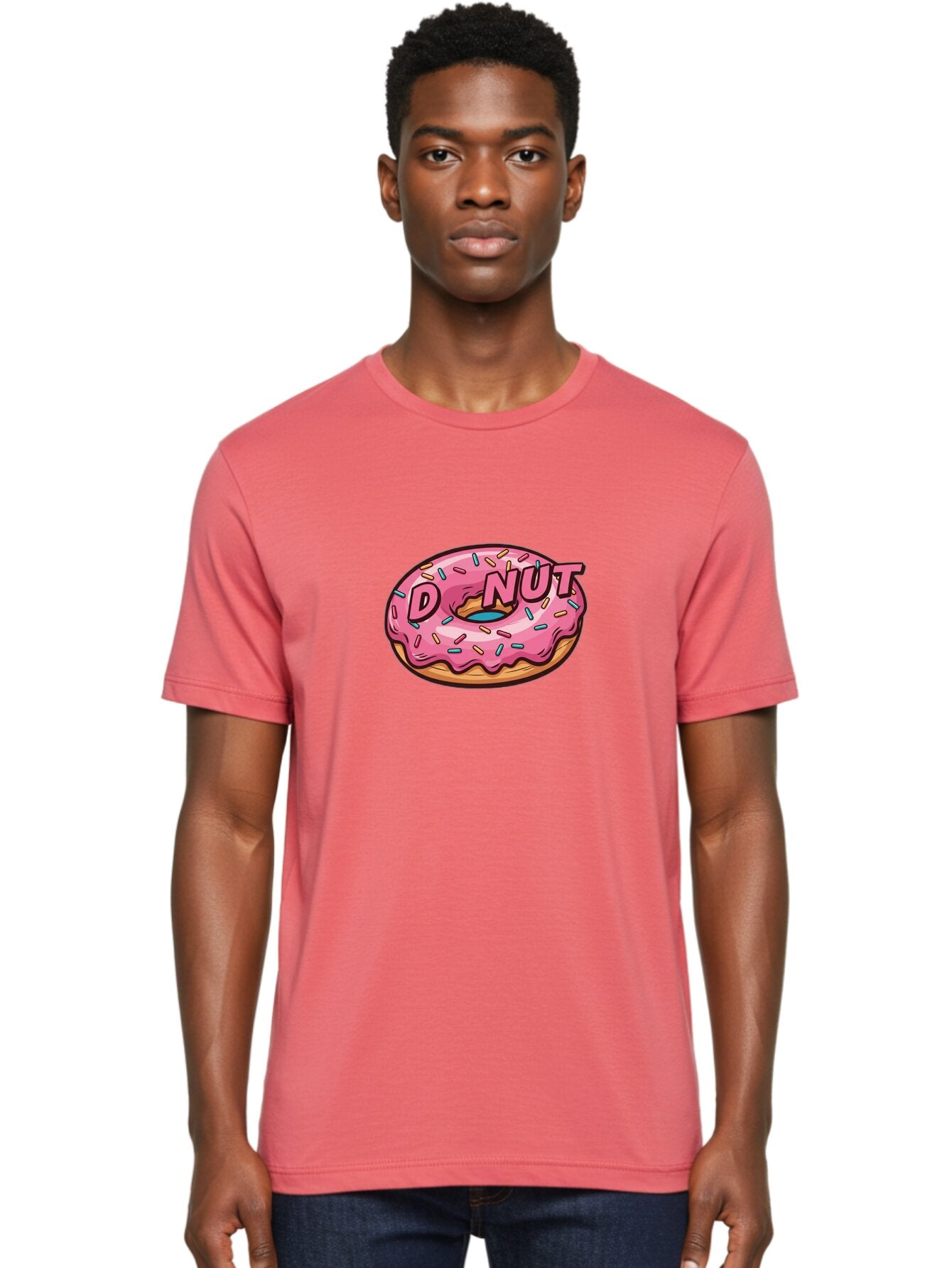 Donut-6 Men'S Graphic Tee, 100% Cotton, Comfortable Casual Summer Wear, Machine Washable, Pink Frosted Donut, Colorful Sprinkles, Sweet Treat, Baked Goods, Donut Shop, Tasty Dessert, Cartoon Style, Glazed Donut, Sprinkle Donut Baa500 16