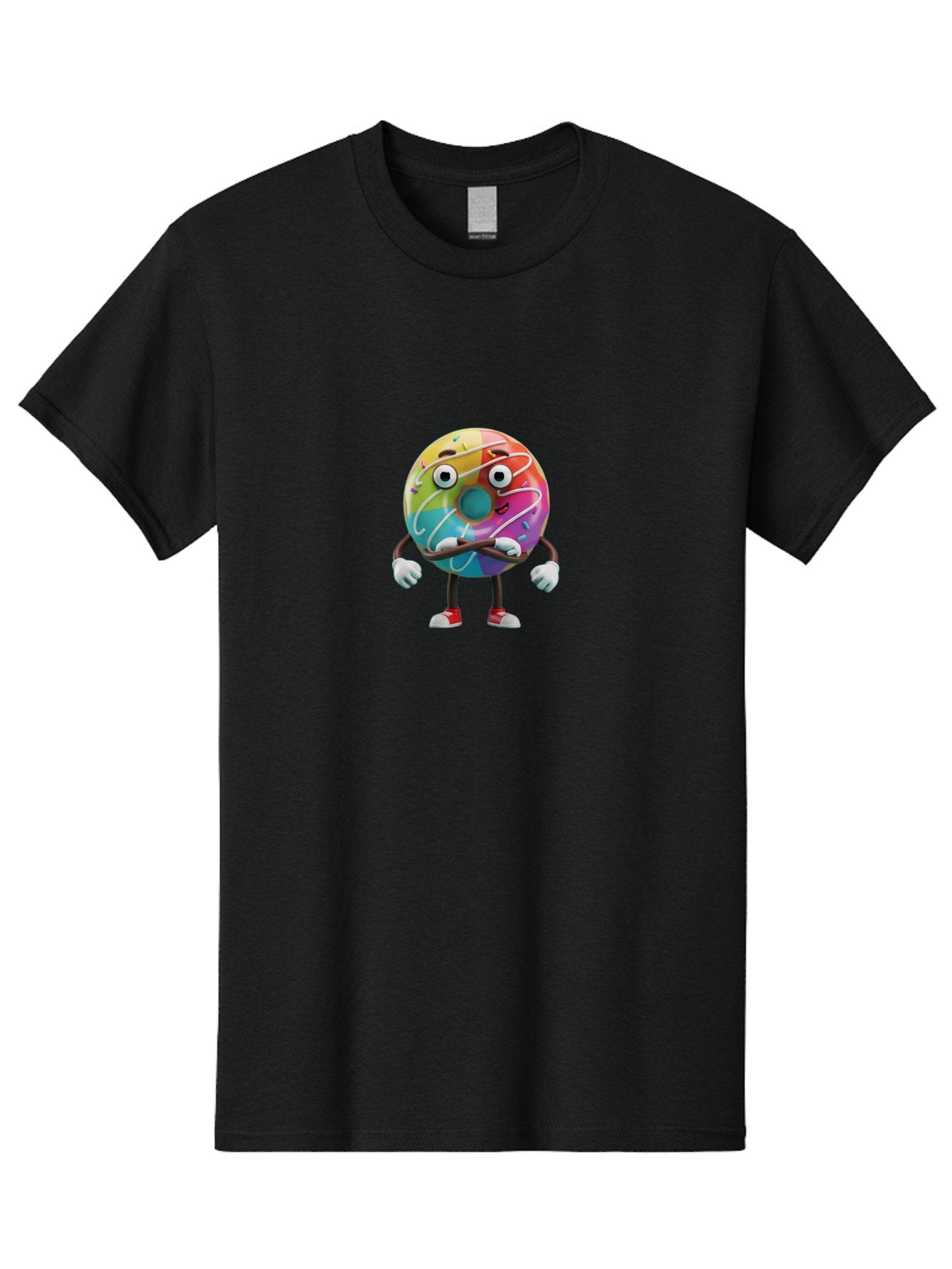 Donut-Character-1 Men'S Graphic Tee, 100% Cotton, Comfortable Casual Summer Wear, Machine Washable, Colorful Donut, Sprinkles, Iced Donut, Cartoon Character, Quirky Expression, Playful Donut, Sweet Treat, Donut Character, Fun Design Baa501 3